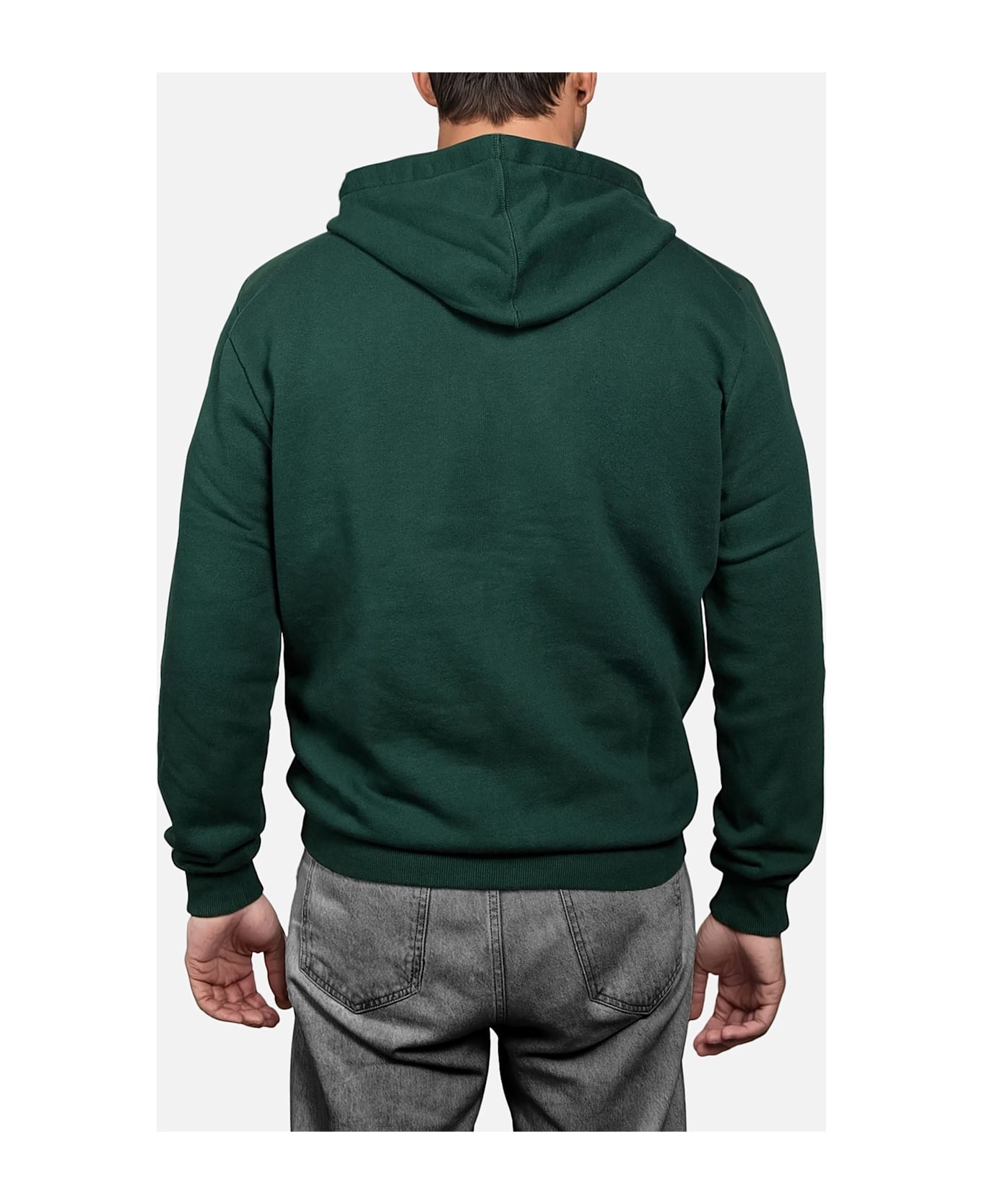 MC2 Saint Barth Man Green Zipped And Hooded Sweatshirt Mercer With St. Barth Embroidery - APPLE GREEN