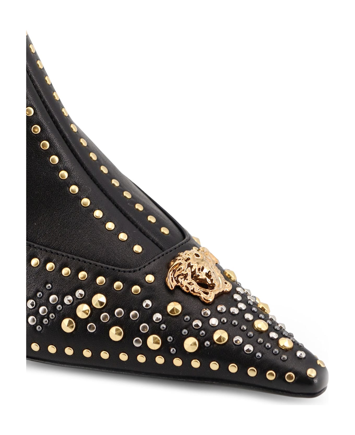 Versace Leather Ankle Boots - Black-Versace Gold+Palladium