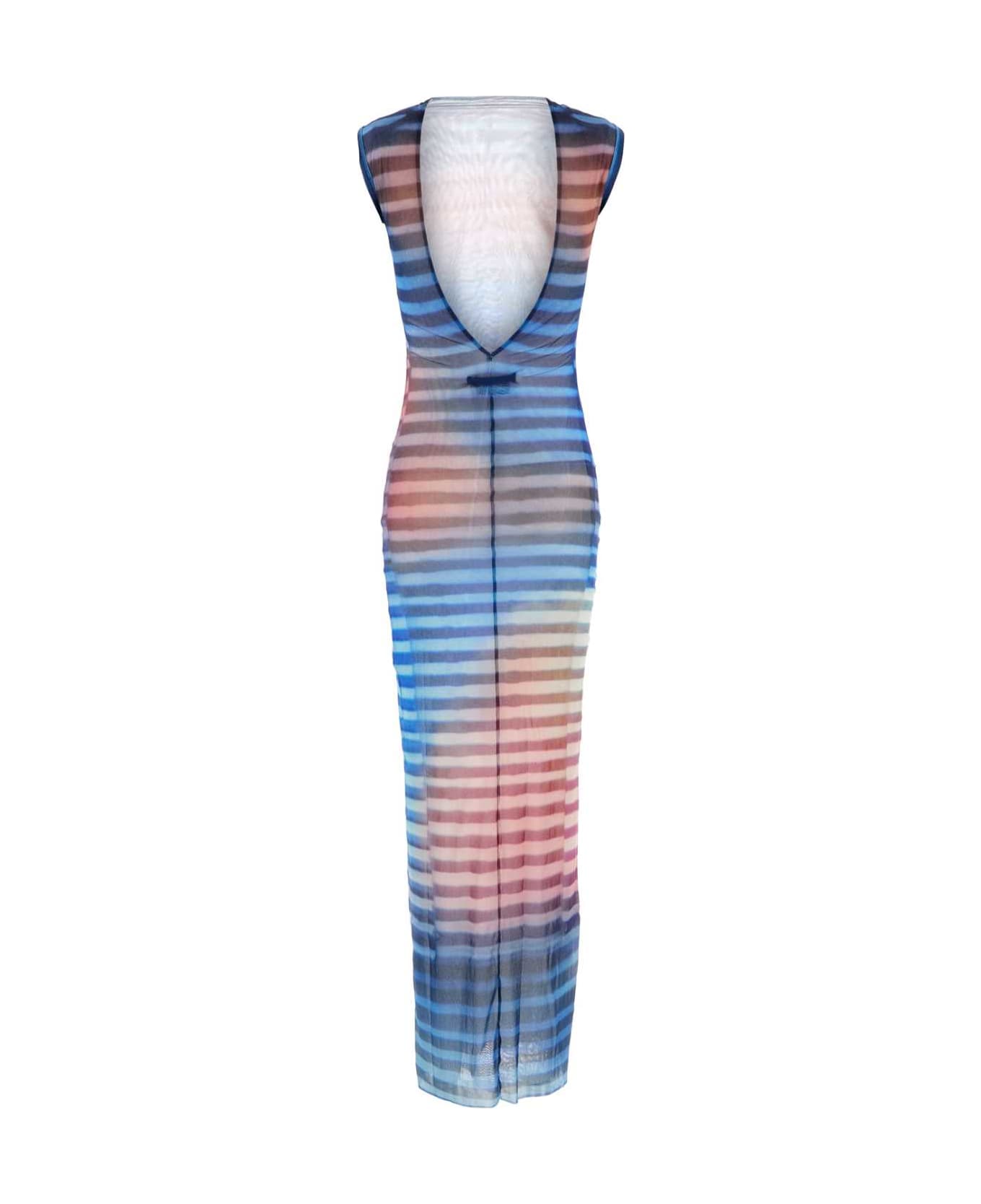 Jean Paul Gaultier Printed Tulle The Air Dress - LIGHTBLUEBLUEPEACH