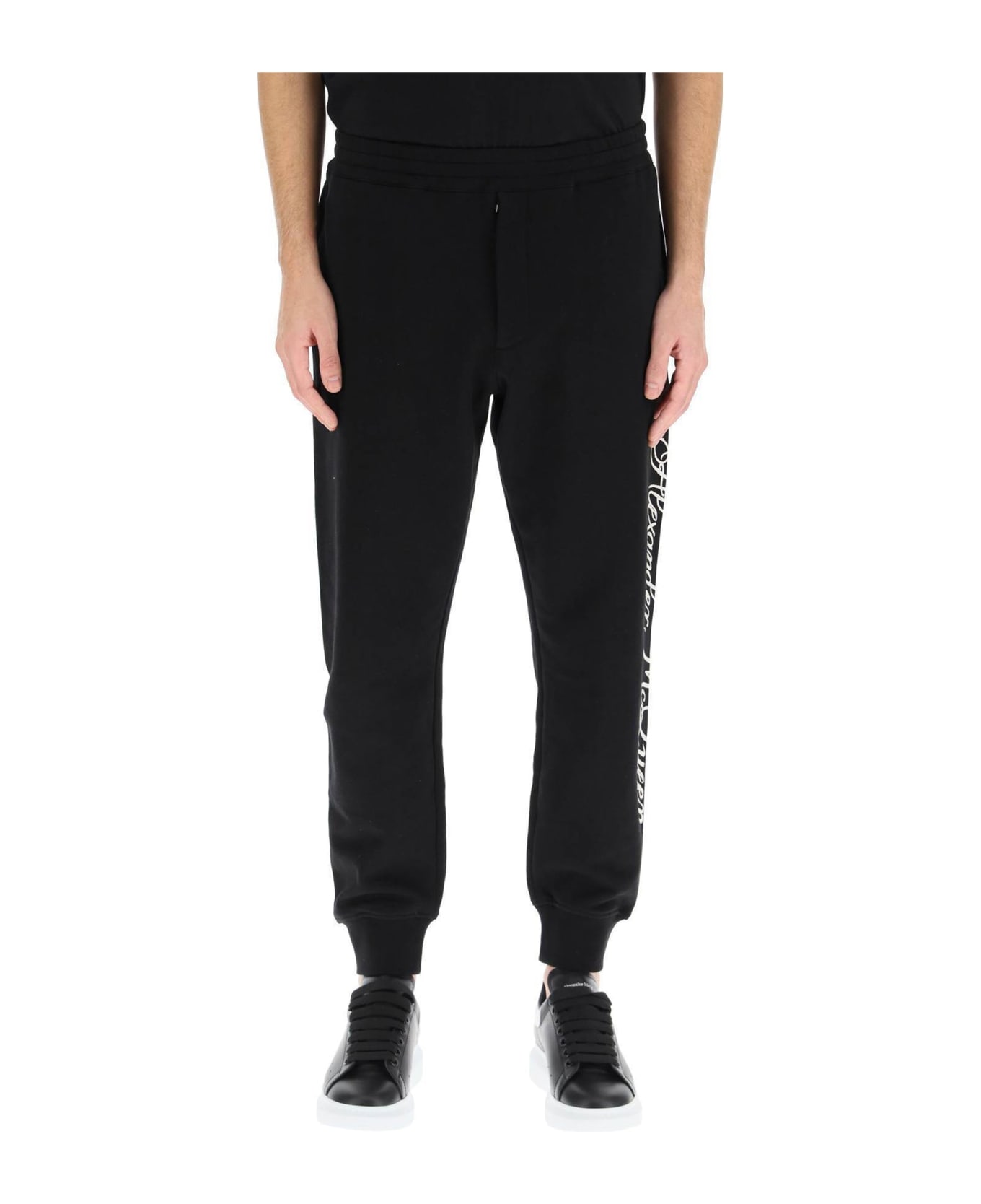 Alexander McQueen Logo Cotton Pants - Black スウェットパンツ