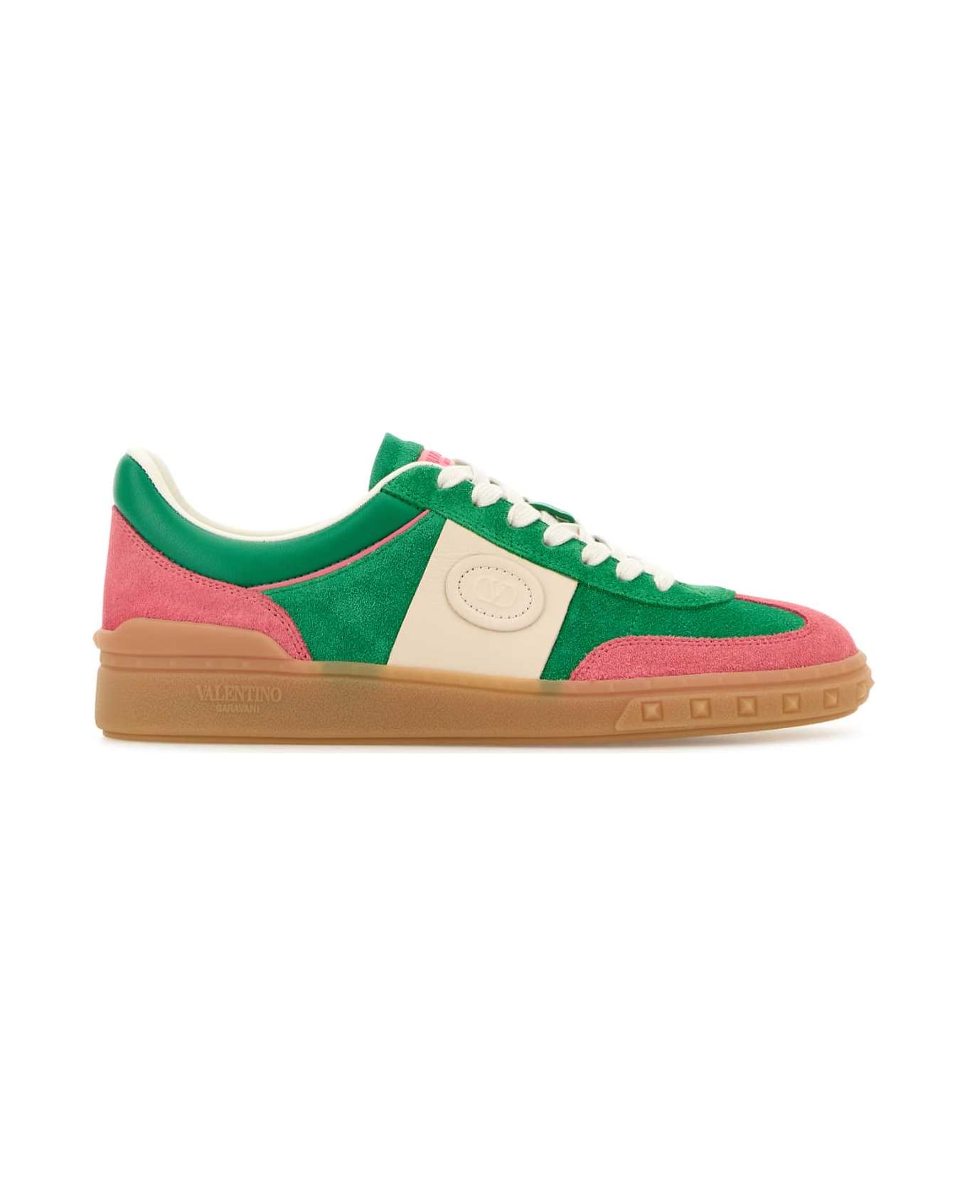 Valentino Garavani Multicolor Suede Upvillage Sneakers - SWEETPINKVERDESPORTGLACE