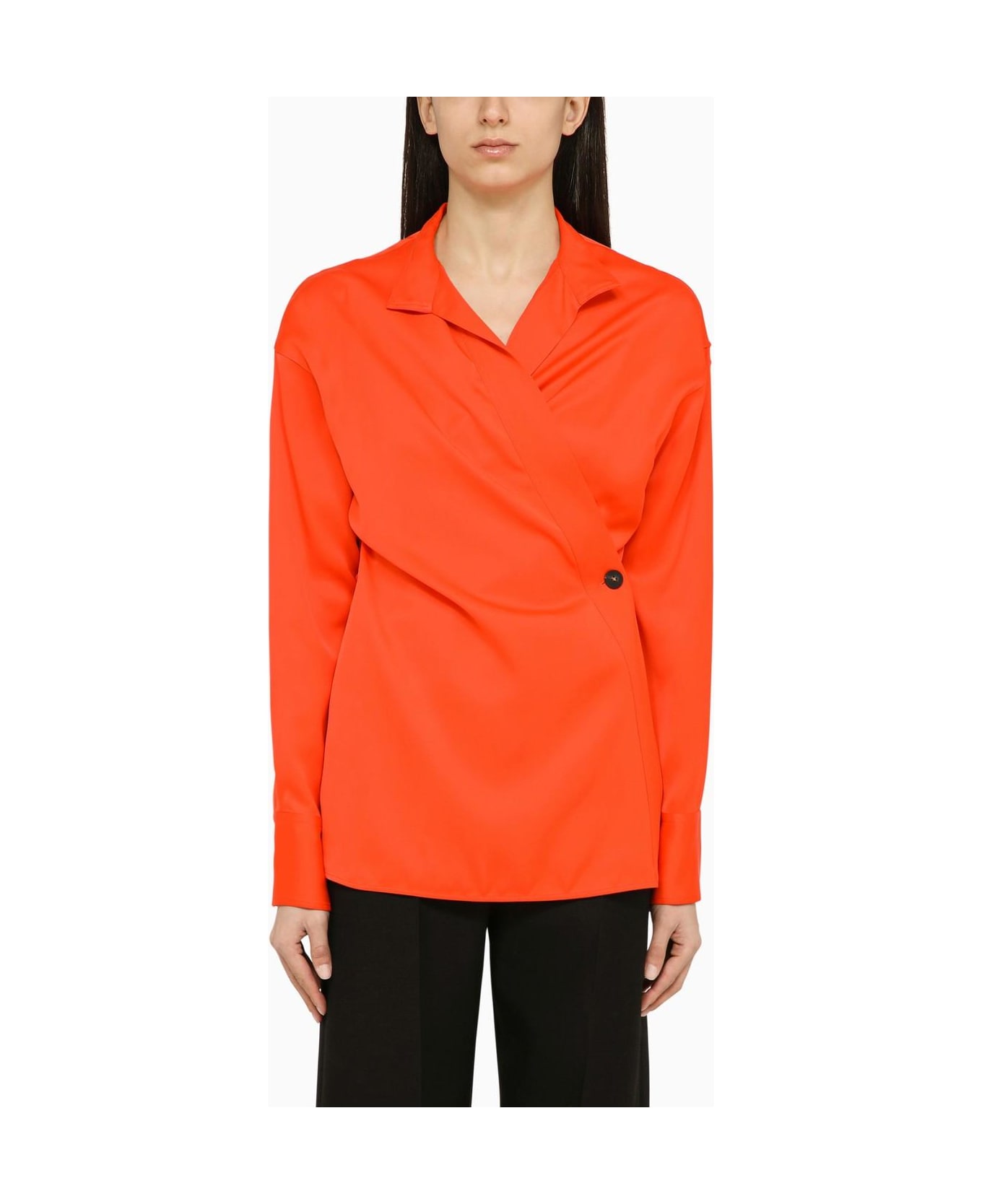 Ferragamo Shirt With Asymmetrical Closure Orange - Orange シャツ
