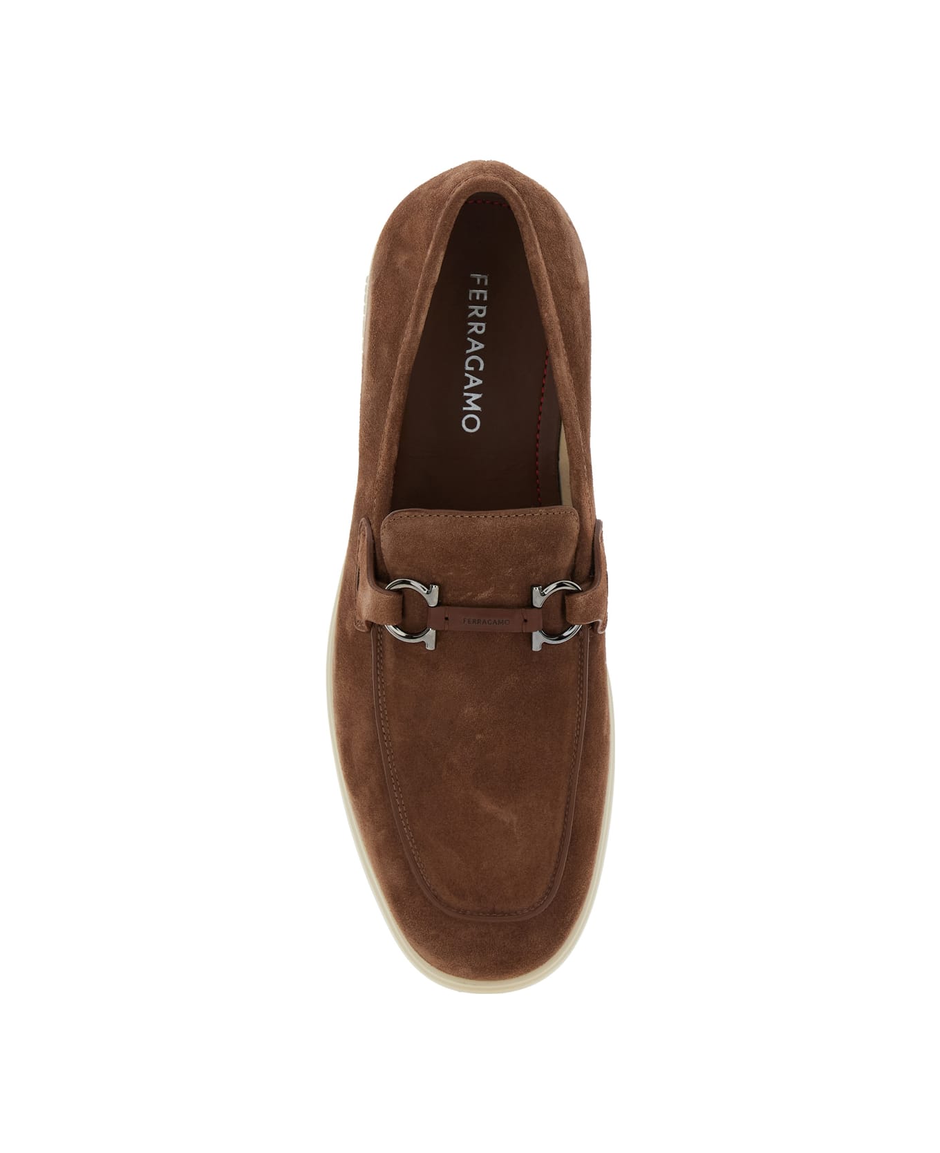Ferragamo 
cosimo
 Brown Loafers With Metallic Hooks On The Front In Suede Man - Brown
