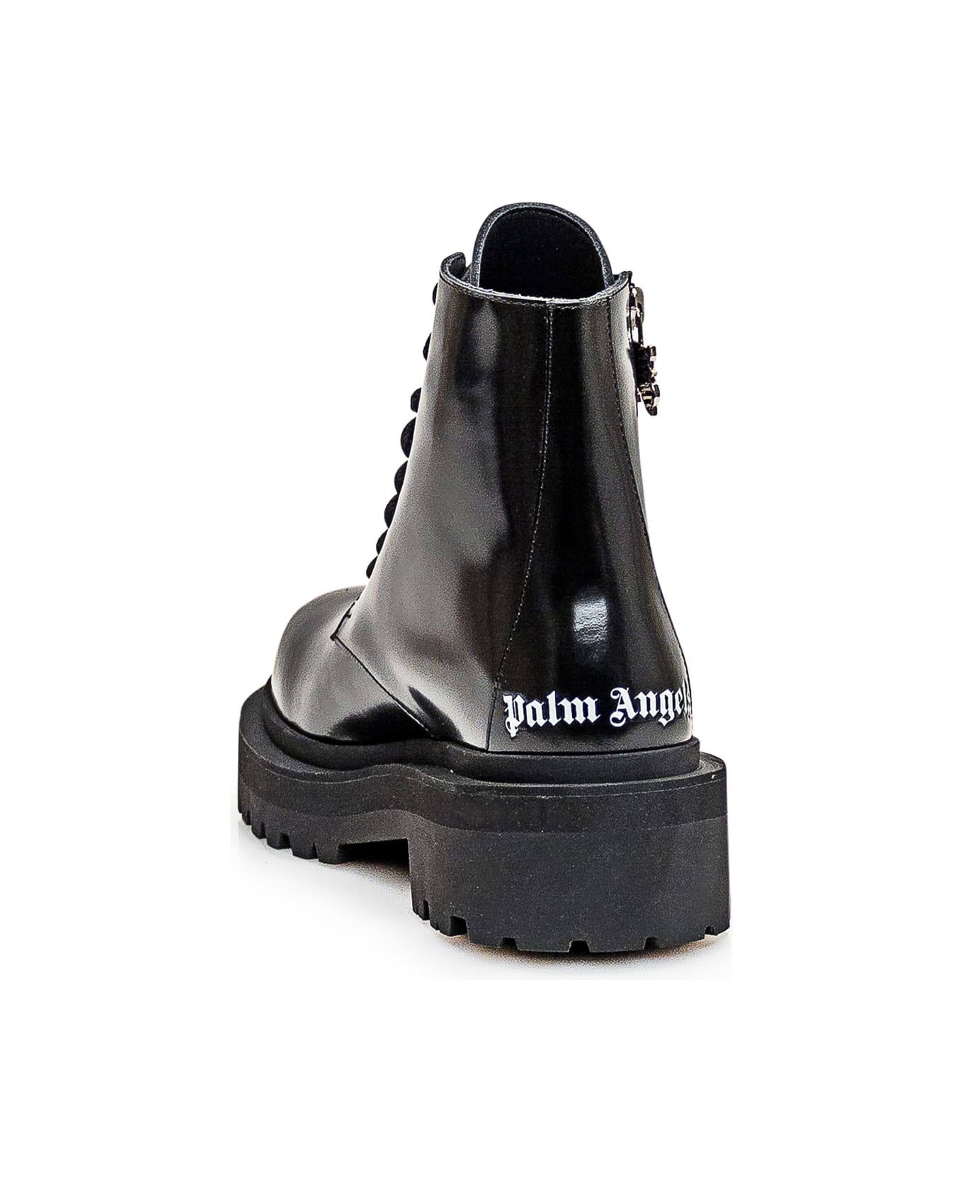 Palm Angels Combat Boots In Black Leather - Black