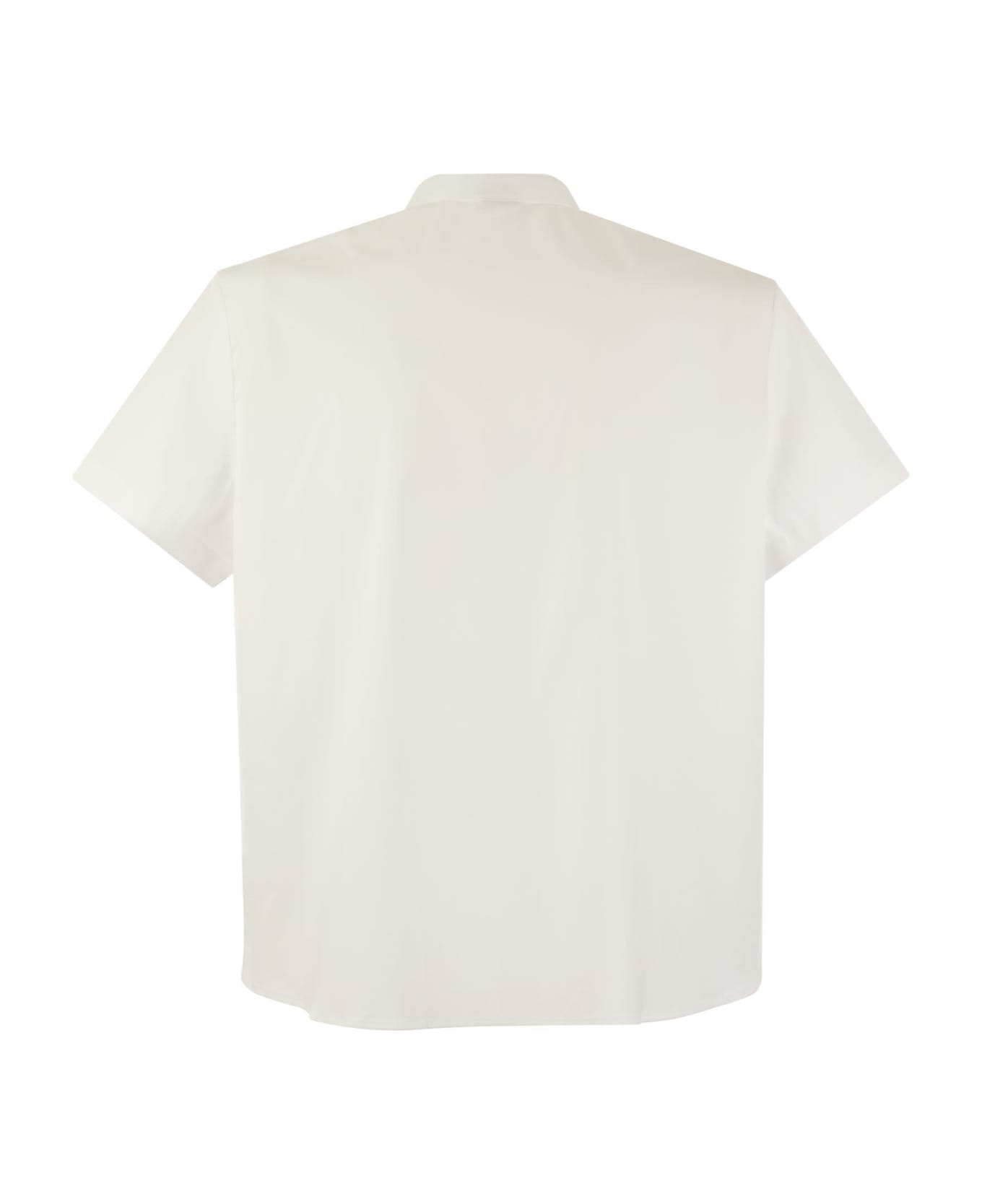Fay Cotton Shirt With Mandarin Collar - White