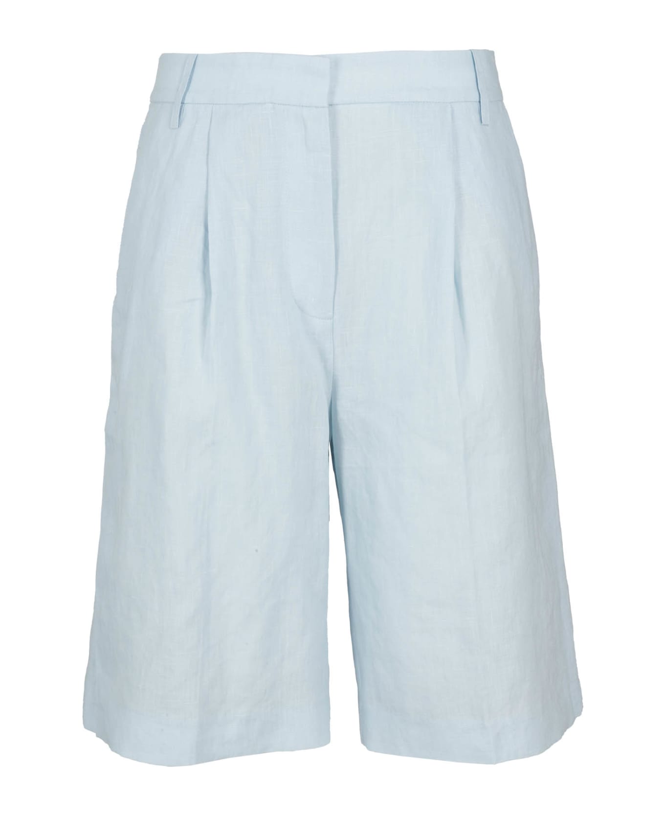 REMAIN Birger Christensen Linen Bermuda Slit Shorts - Ballad Blue