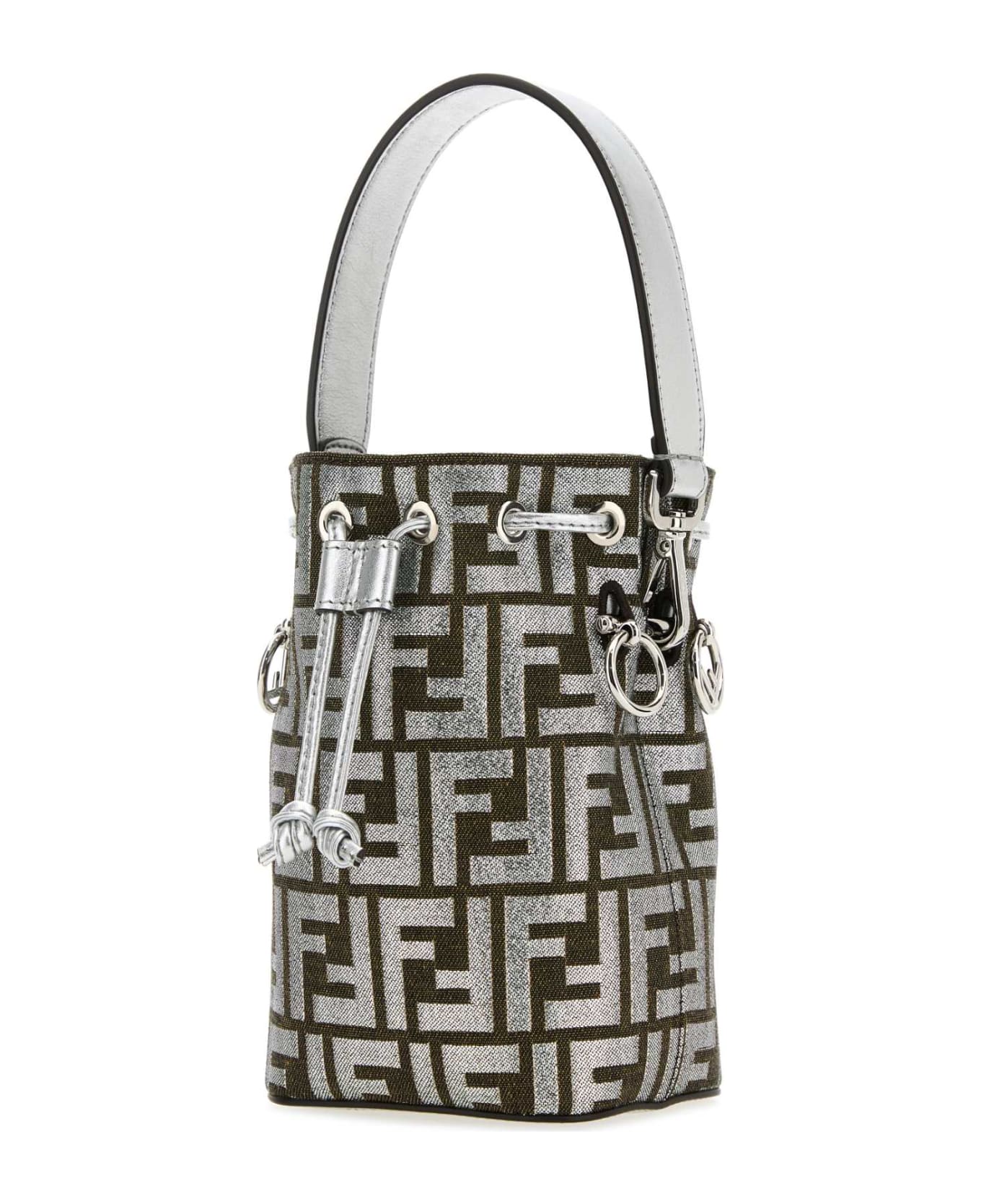 Fendi Embroidered Fabric Mini Mon Tresor Bucket Bag - SILVER