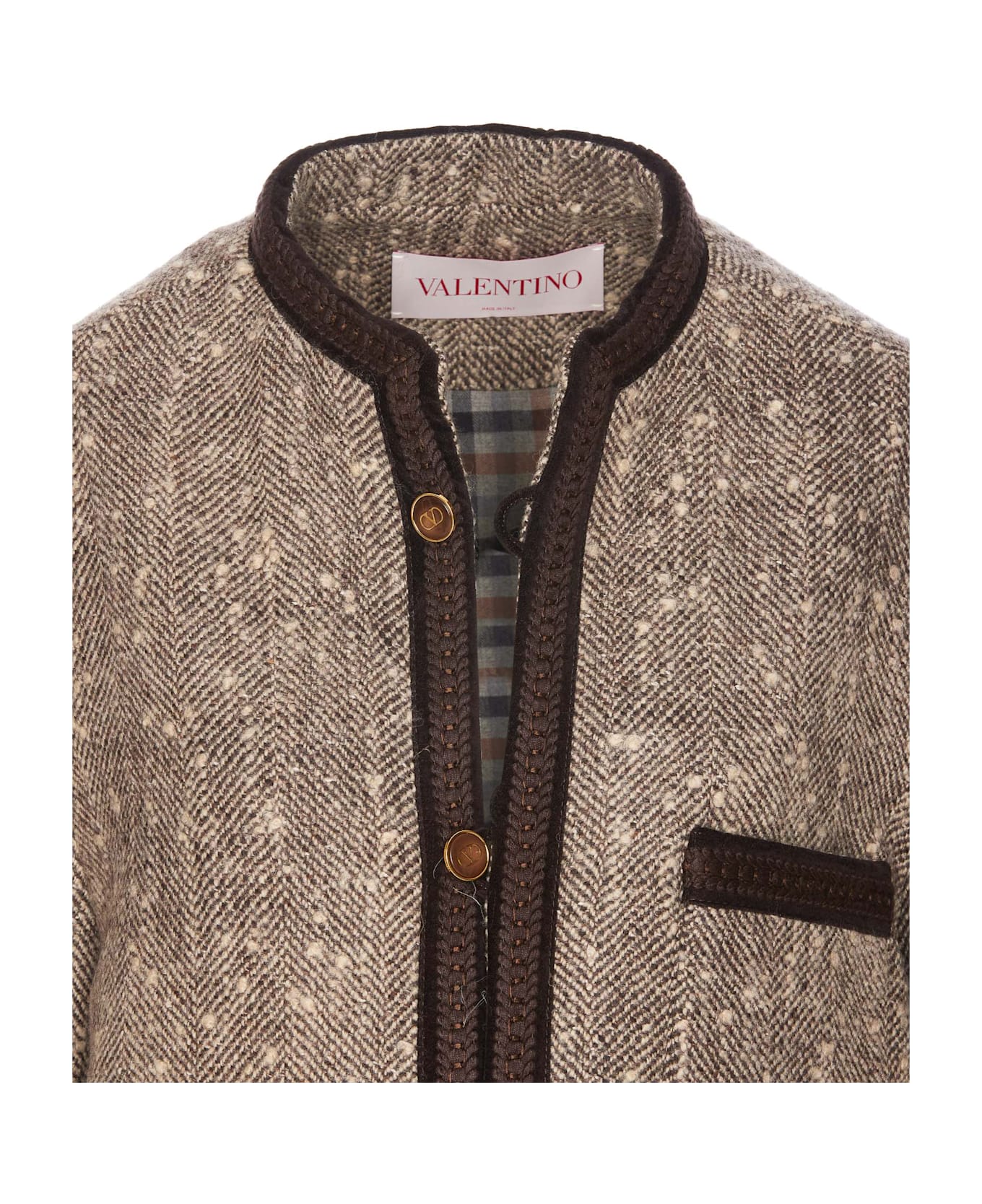 Valentino Garavani Contrasting Trim Coat - Brown