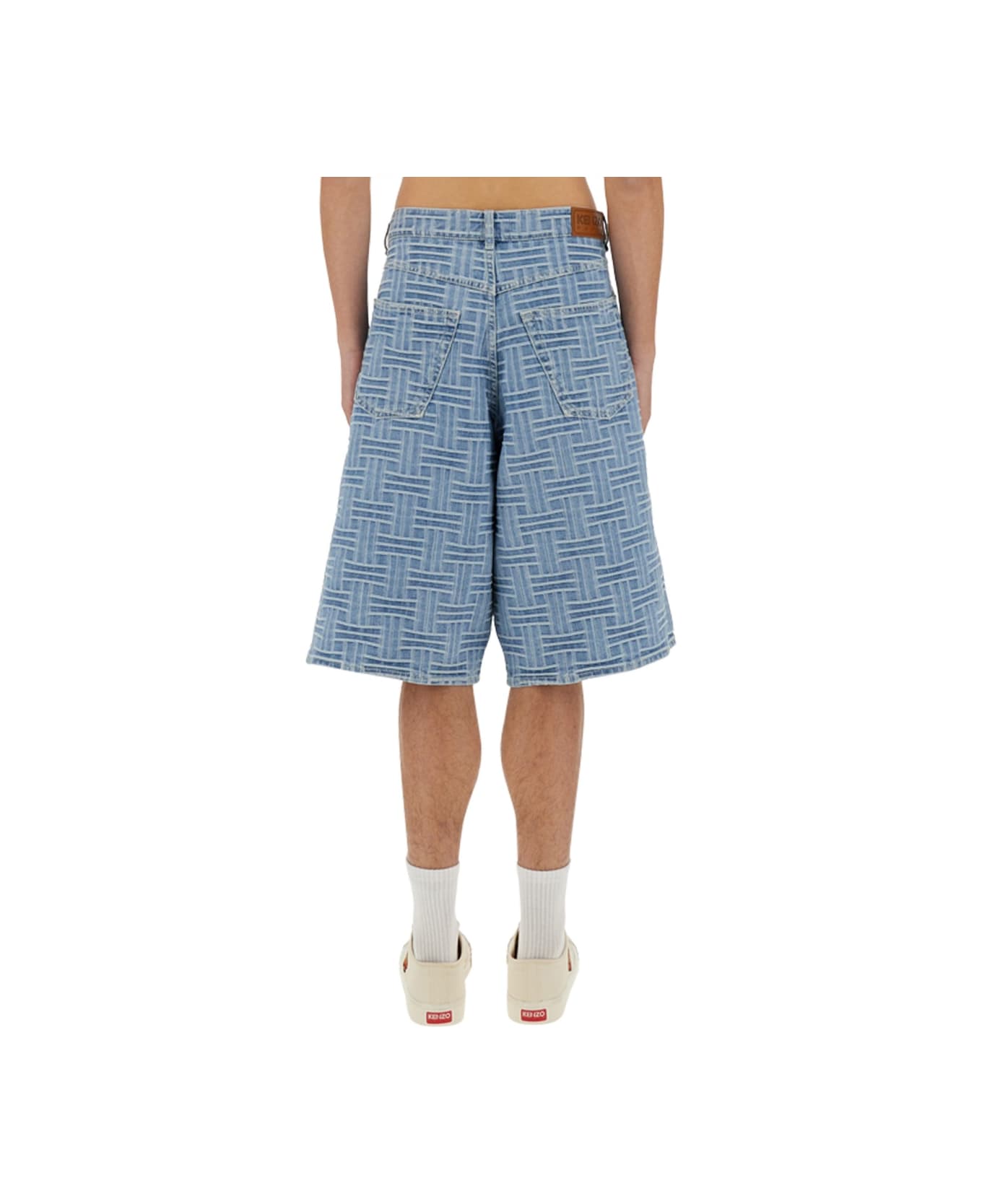 Kenzo Weave Straight Short - Db Bleached Blue Denim