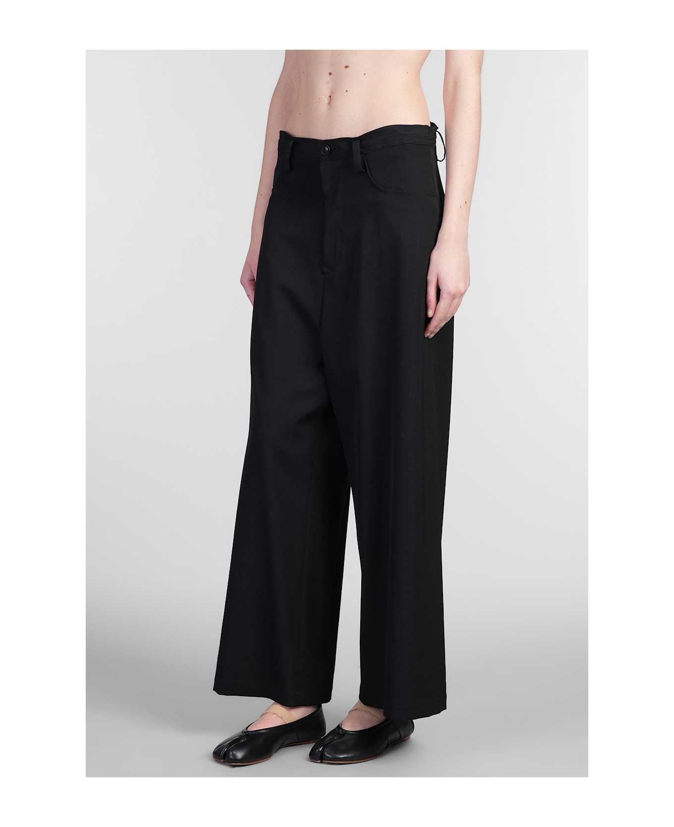 Yohji Yamamoto Pants In Black Wool - black