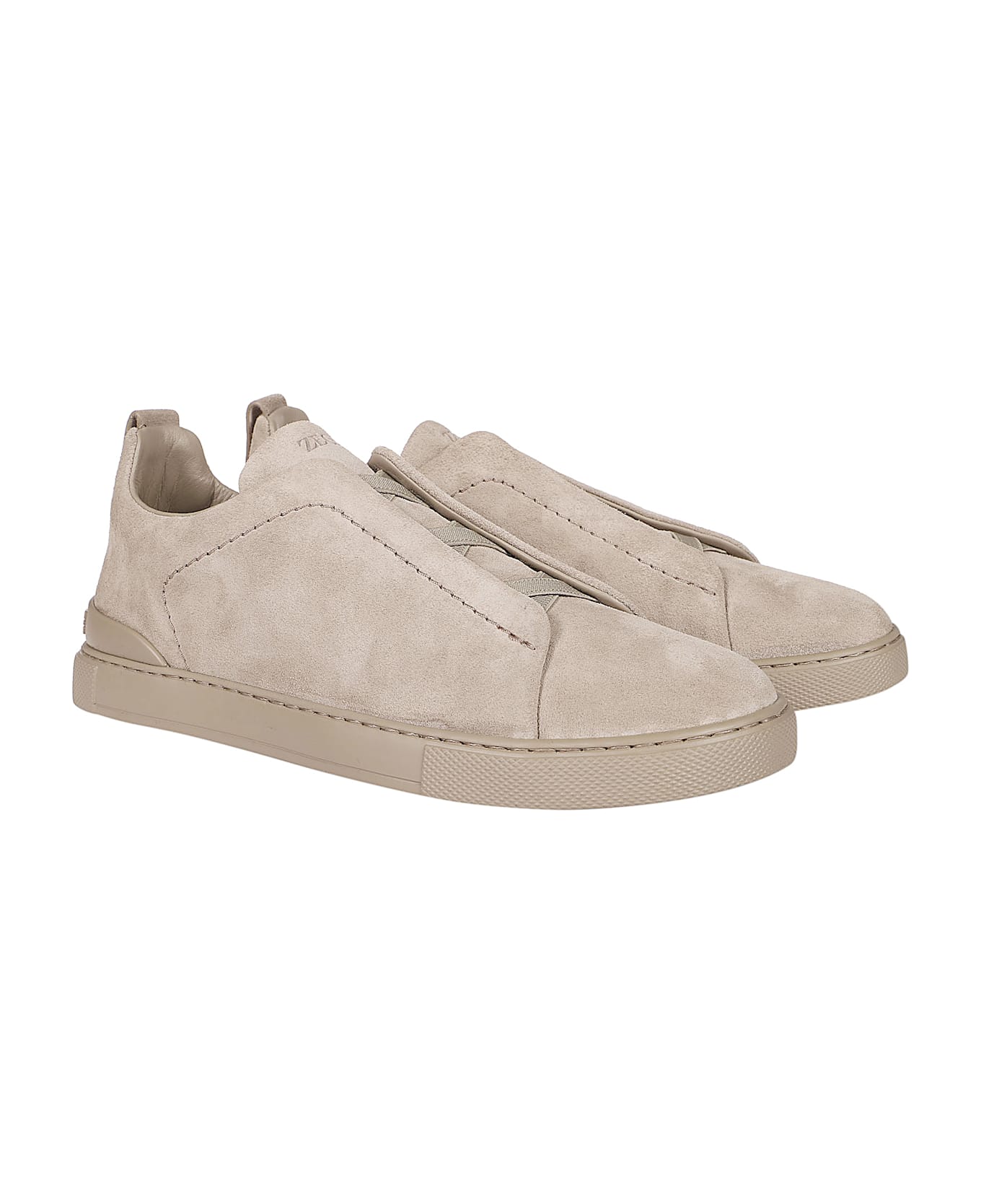 Zegna Triple Stitch Low Top Sneakers - Ads Light Taupe