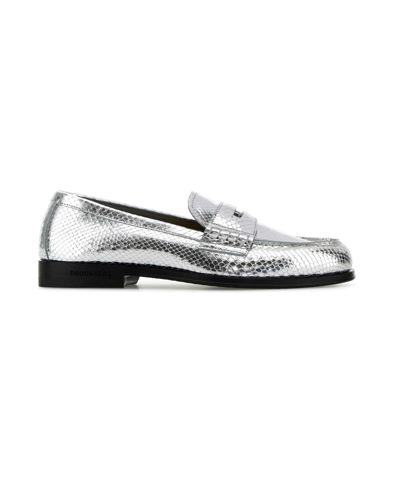 Dsquared2 Silver Leather Neoclassic Loafers - SILVER