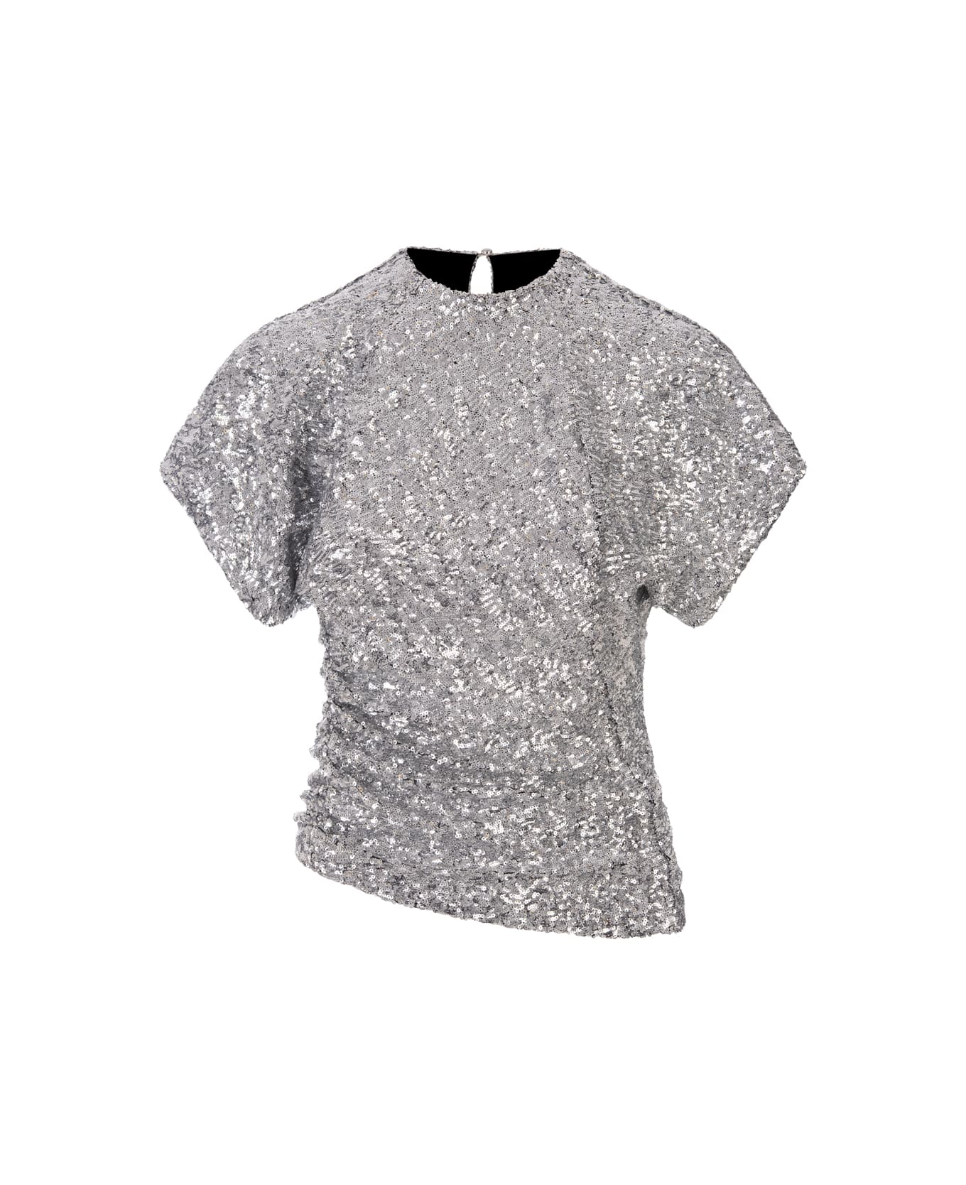 Paco Rabanne Silver Asymmetrical Top With Sequins - Silver