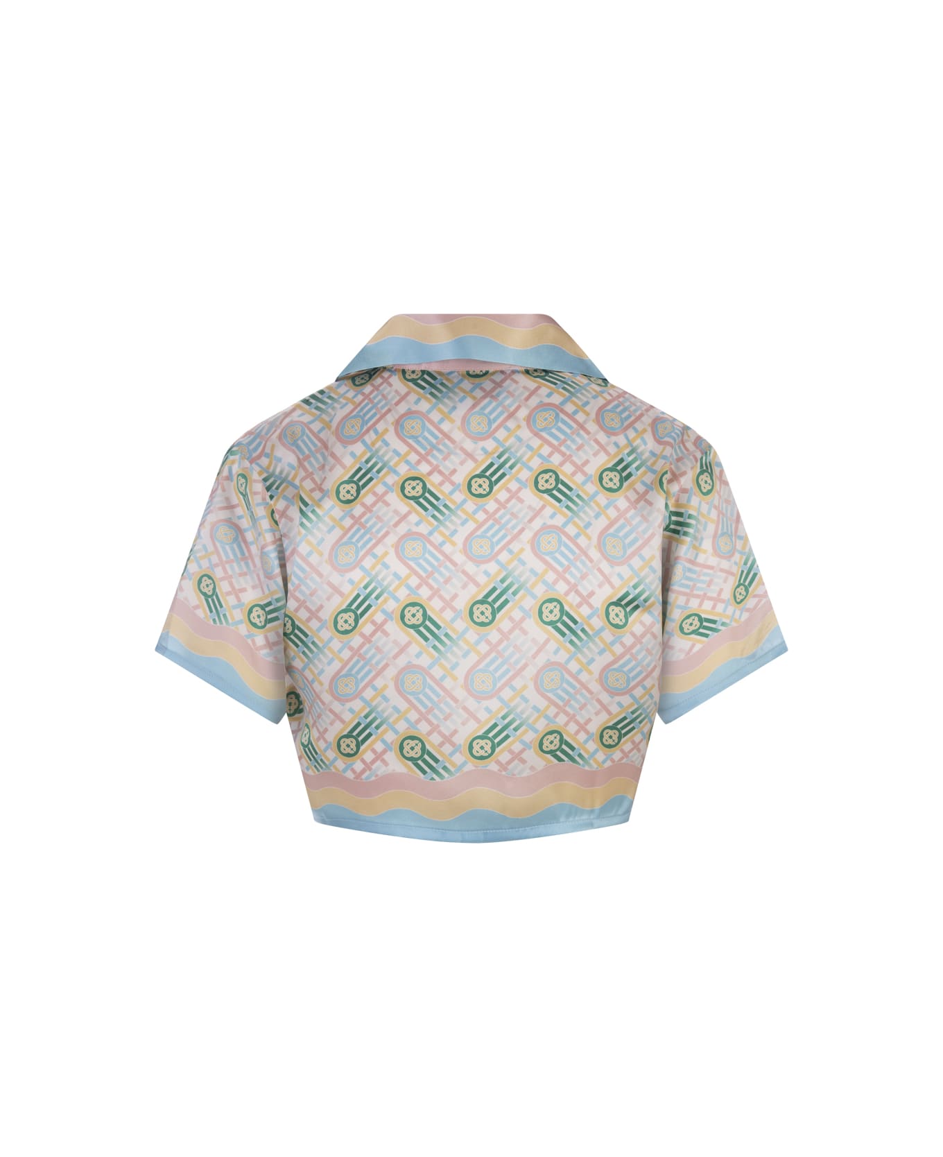 Casablanca Ping Pong Cropped Silk Shirt - Multicolour