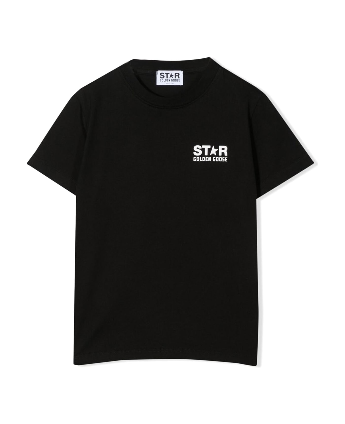 Golden Goose Star/ Boy's T-shirt S/s Logo/ Big Star Printed - NERO