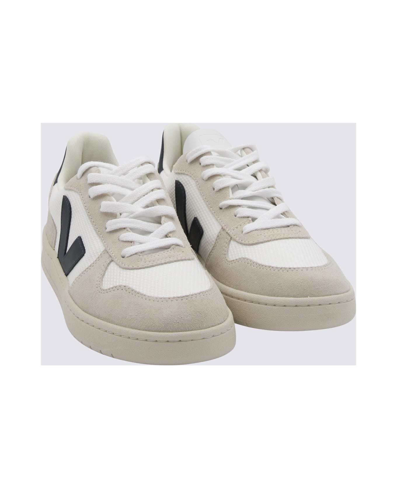 Veja White Faux Leather V-10 Sneakers - WHITE_NAUTICO スニーカー