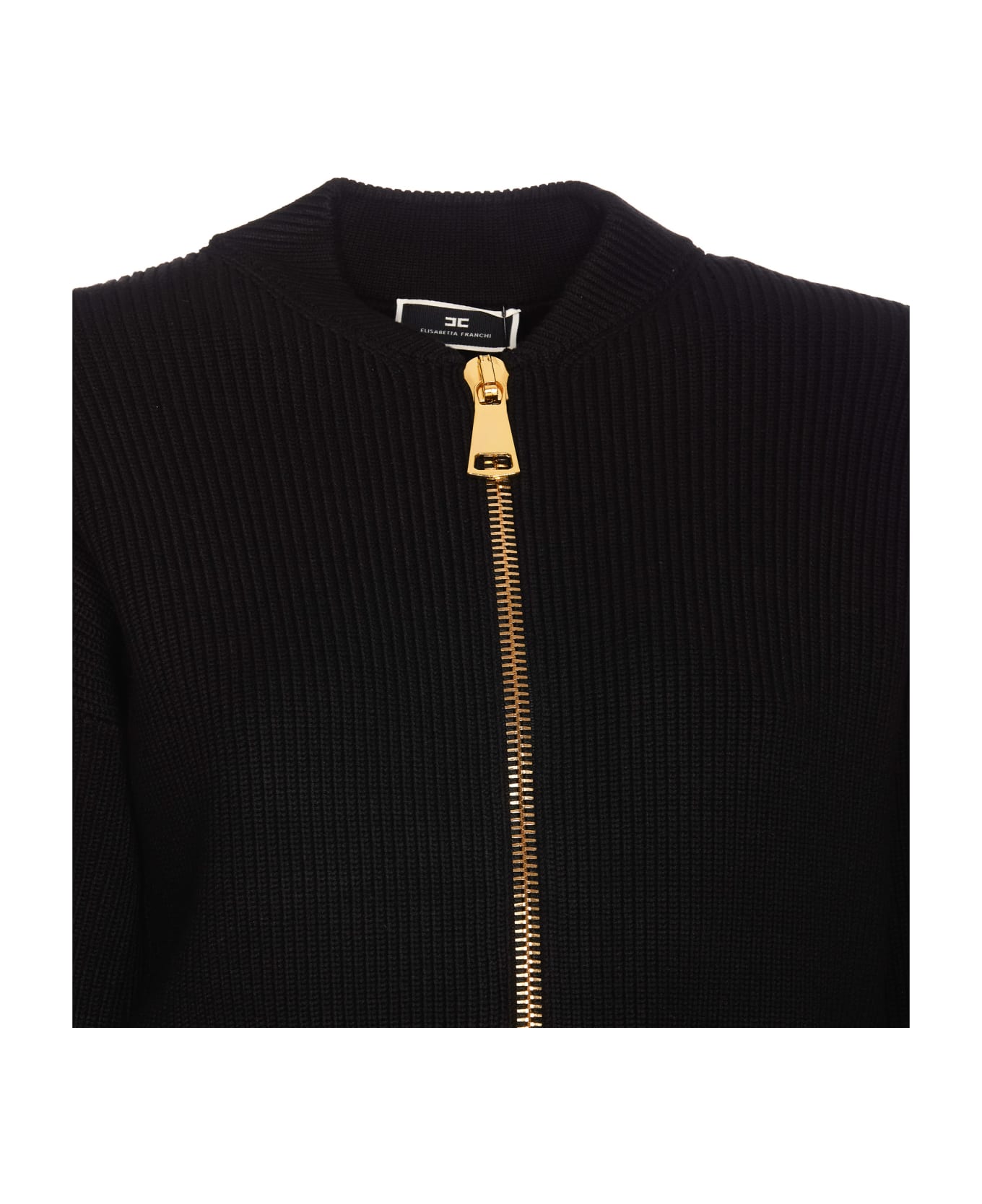 Elisabetta Franchi Knit Zip Sweater - Black カーディガン