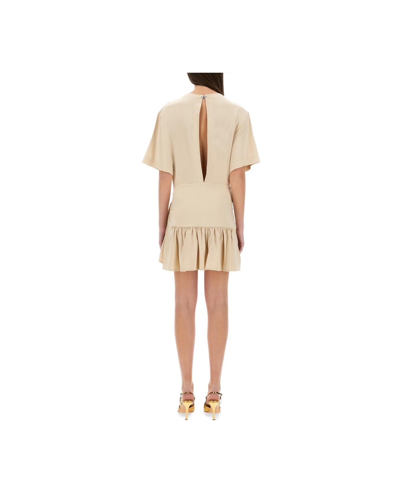 Paco Rabanne Mini Dress With Bow - BEIGE