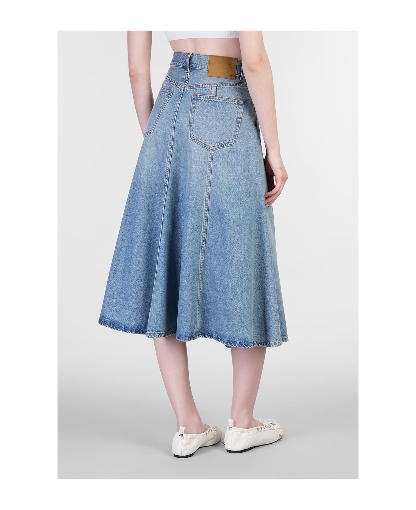 Haikure Mid Serenity Skirt In Blue Denim - blue