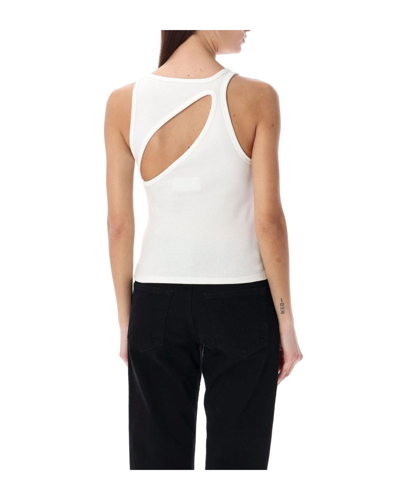 MM6 Maison Margiela Cut-out Detailed Ribbed Tank Top - WHITE (White)