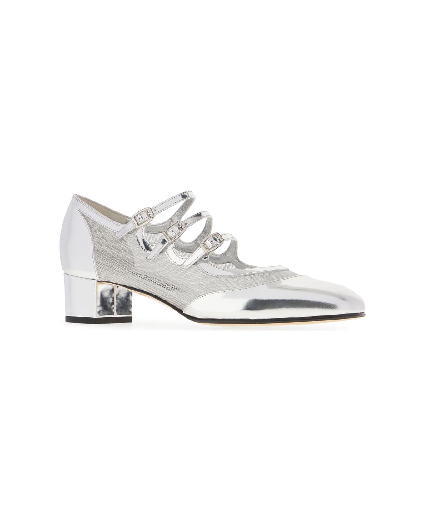 Carel Silver Leather And Mesh Knight Pumps - SILVER