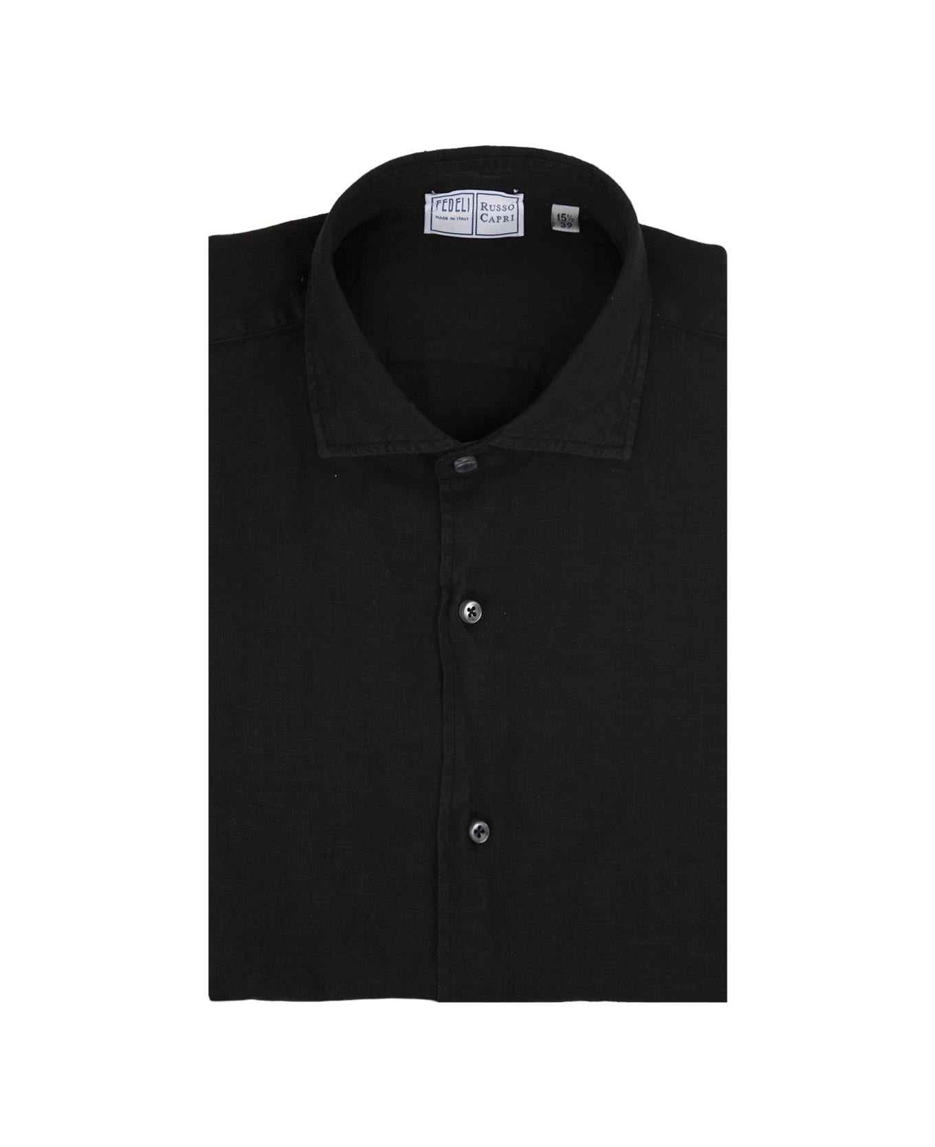 Fedeli Nick Shirt In Black Linen - Black