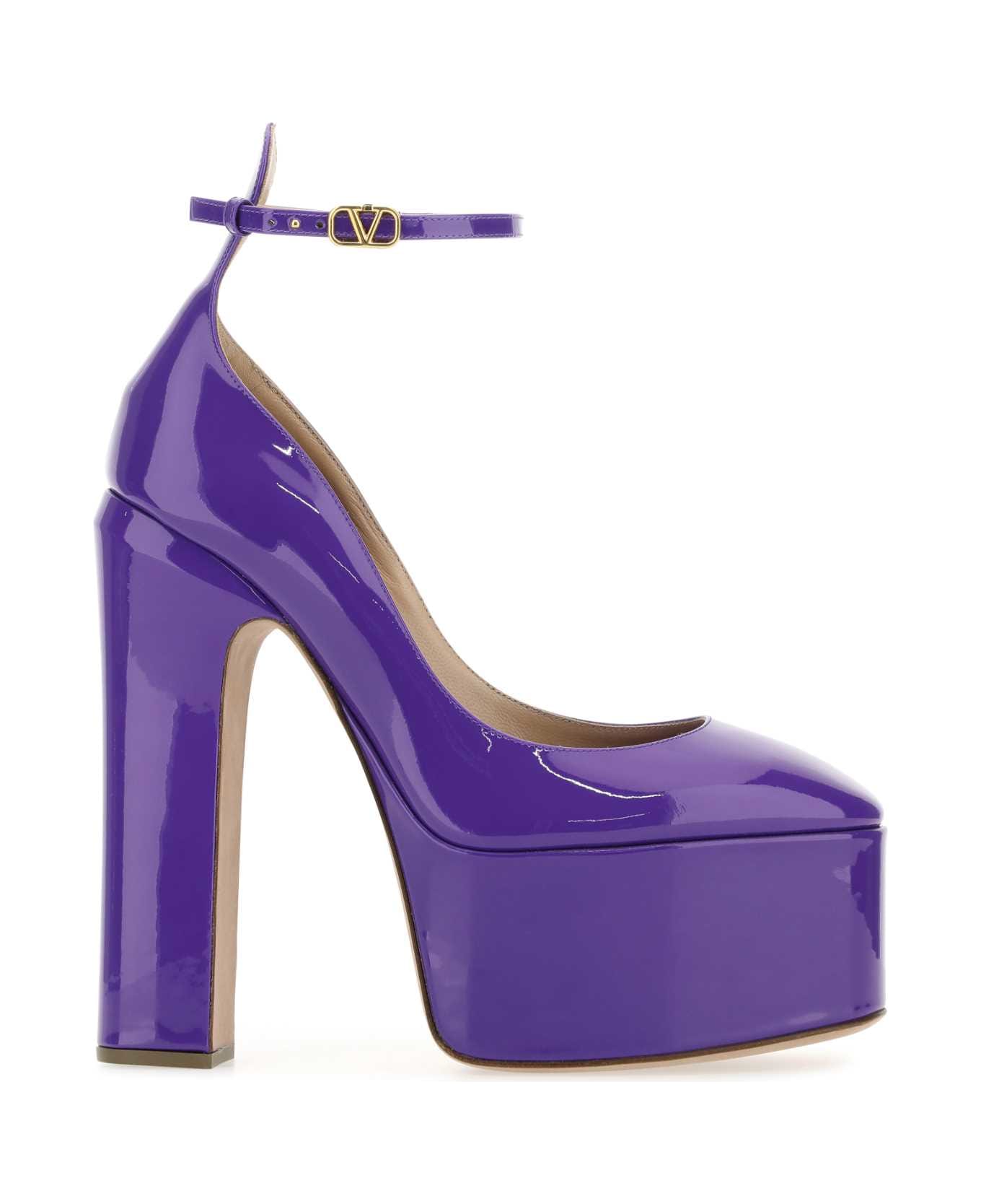 Valentino Garavani Purple Leather Tan-go Pumps - N2A
