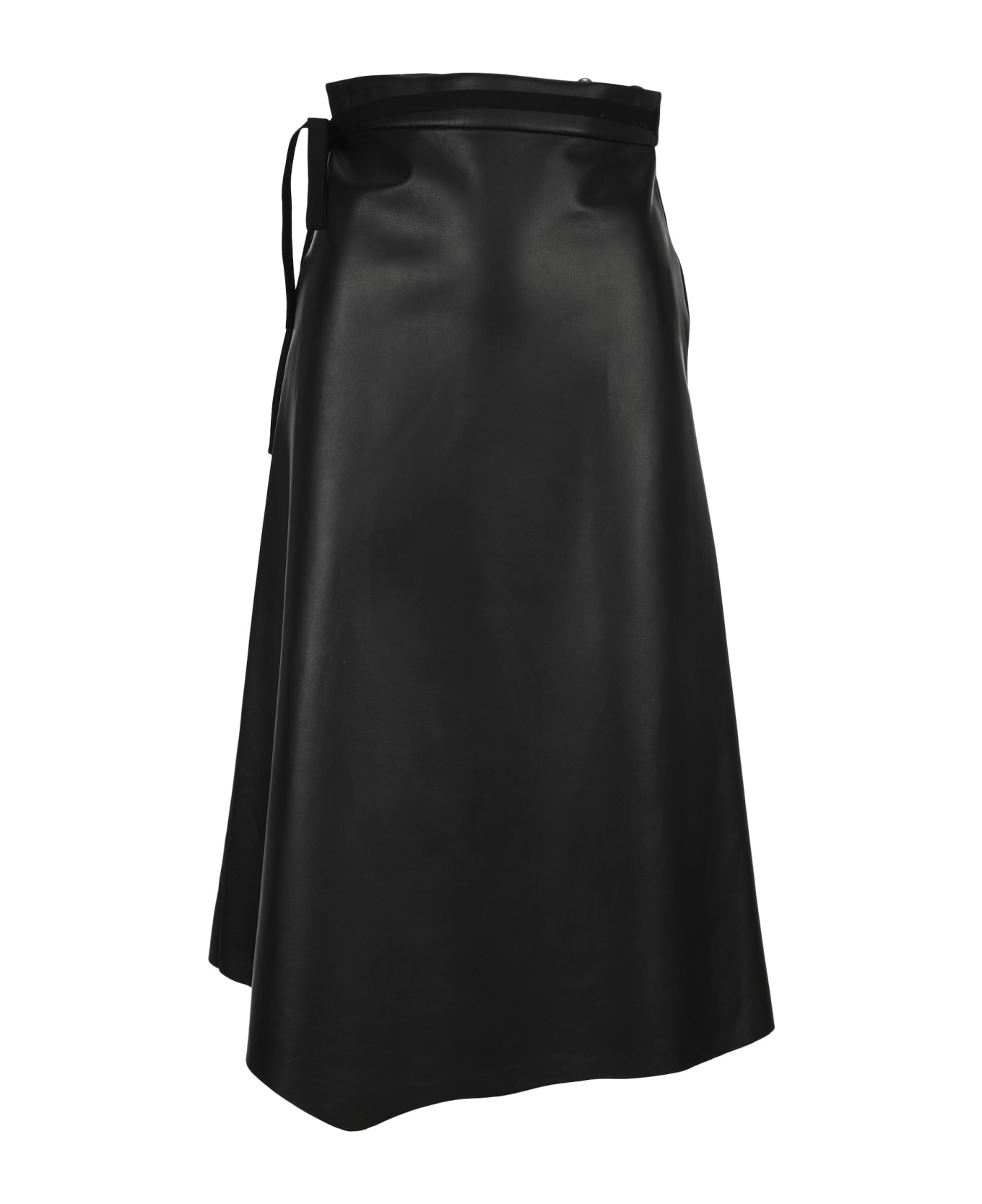 Prada Embeoidered Leather Skirt - BLACK