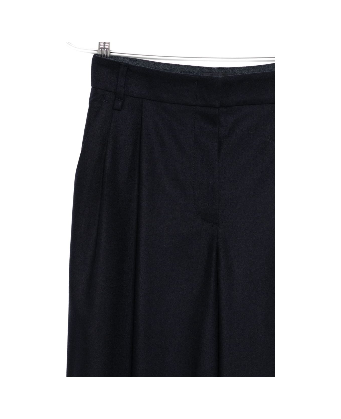 Emporio Armani Wool Checked Trousers - Blue