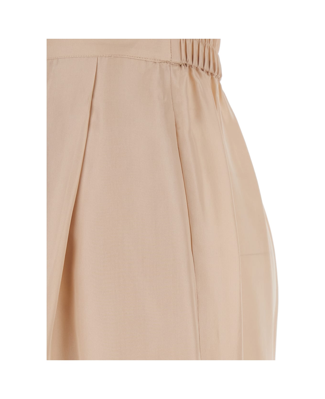 Momonì 
boto
 Beige Palazzo Pants With Pences And Rear Elastic Waist In Silk Woman - Beige