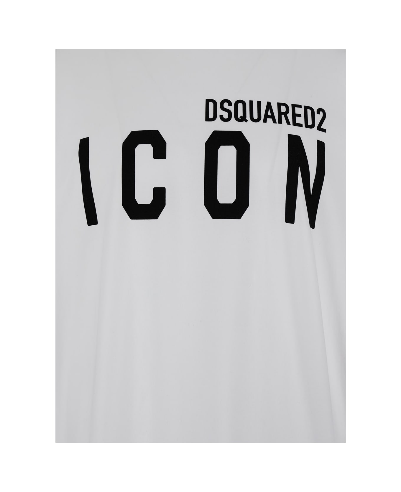 Dsquared2 White Crewneck T-shirt With Maxi Logo Print On The Front In Cotton Man - White