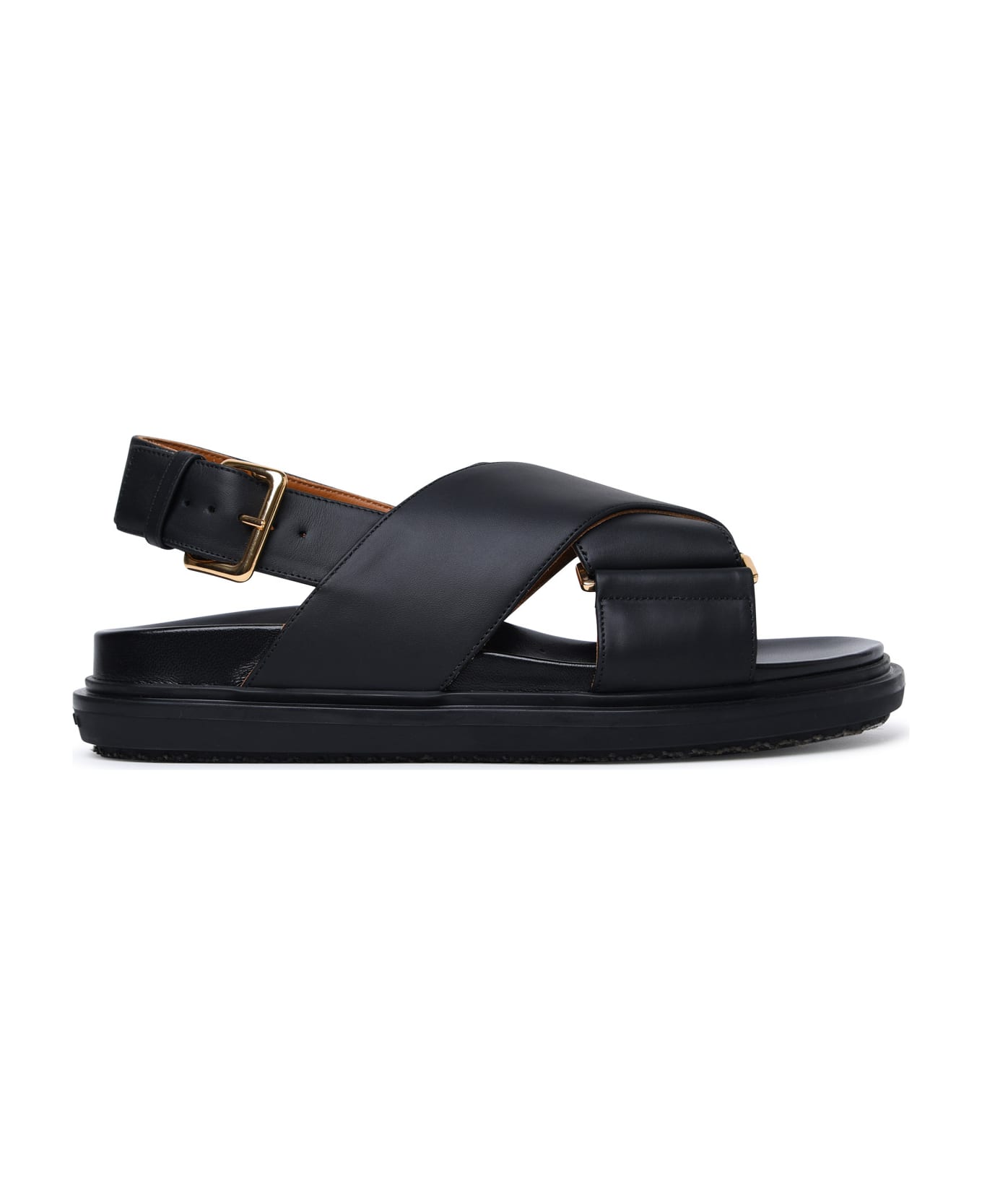 Marni 'fussbett' Black Calf Leather Sandals - Black