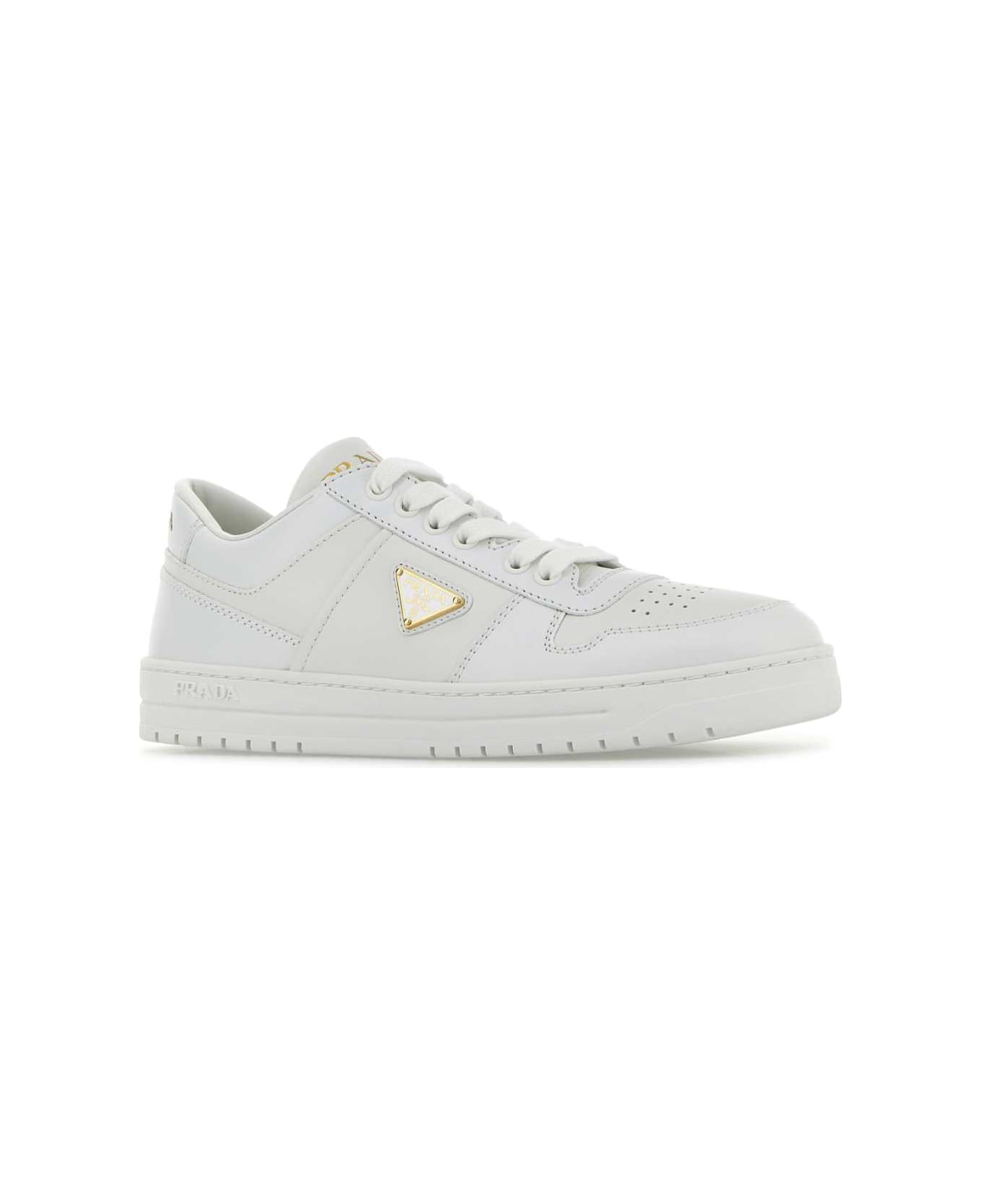 Prada White Leather Downtown Sneakers - BIANCO