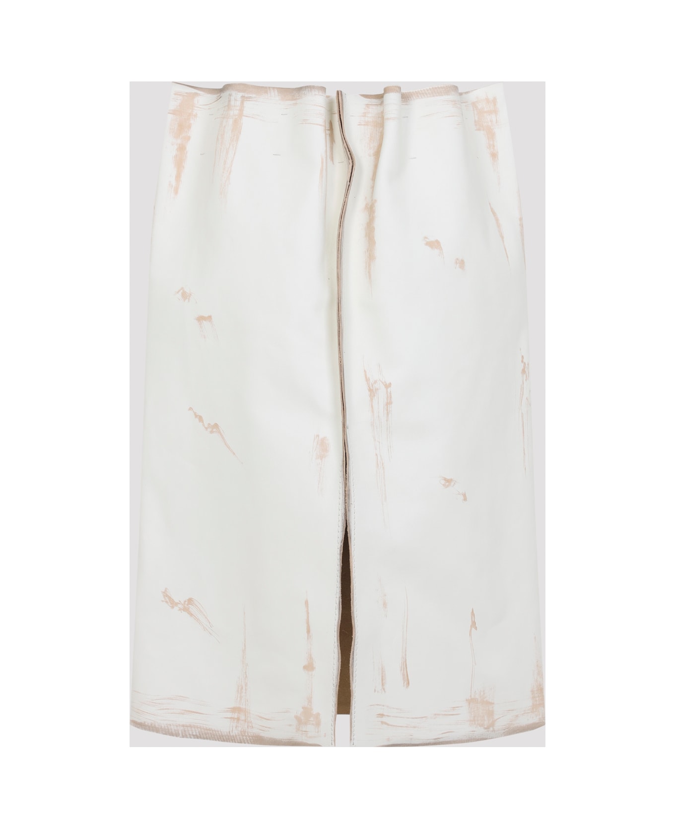 Prada Calf Leather Midi Skirt - Bianco