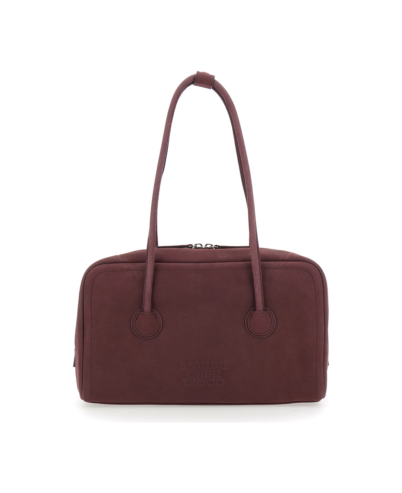 Marge Sherwood 
boston
 Bordeaux Shoulder Bag With Embossed Logo Lettering On The Front In Leather Woman - Bordeaux