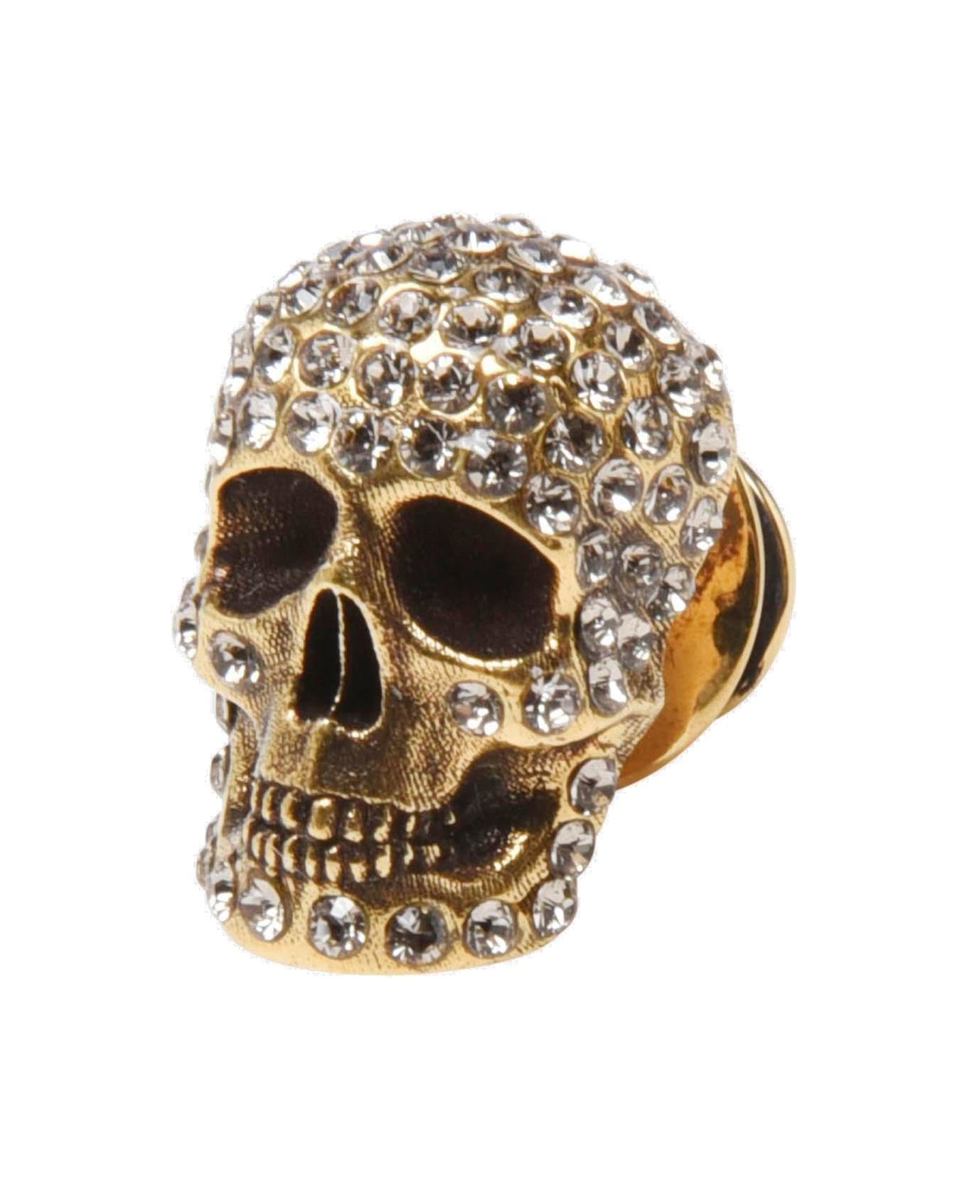 Alexander McQueen Embellished Skull Pin - Argento