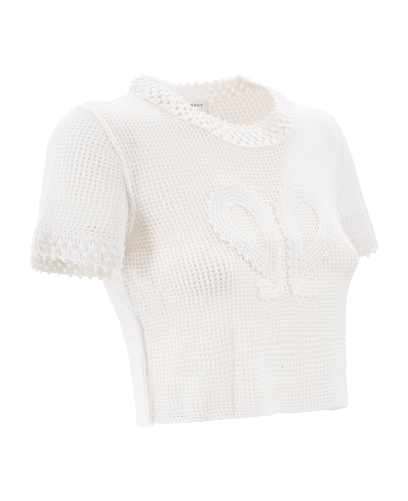 Philosophy di Lorenzo Serafini Stretch Mesh Crop Sweater Double P - White