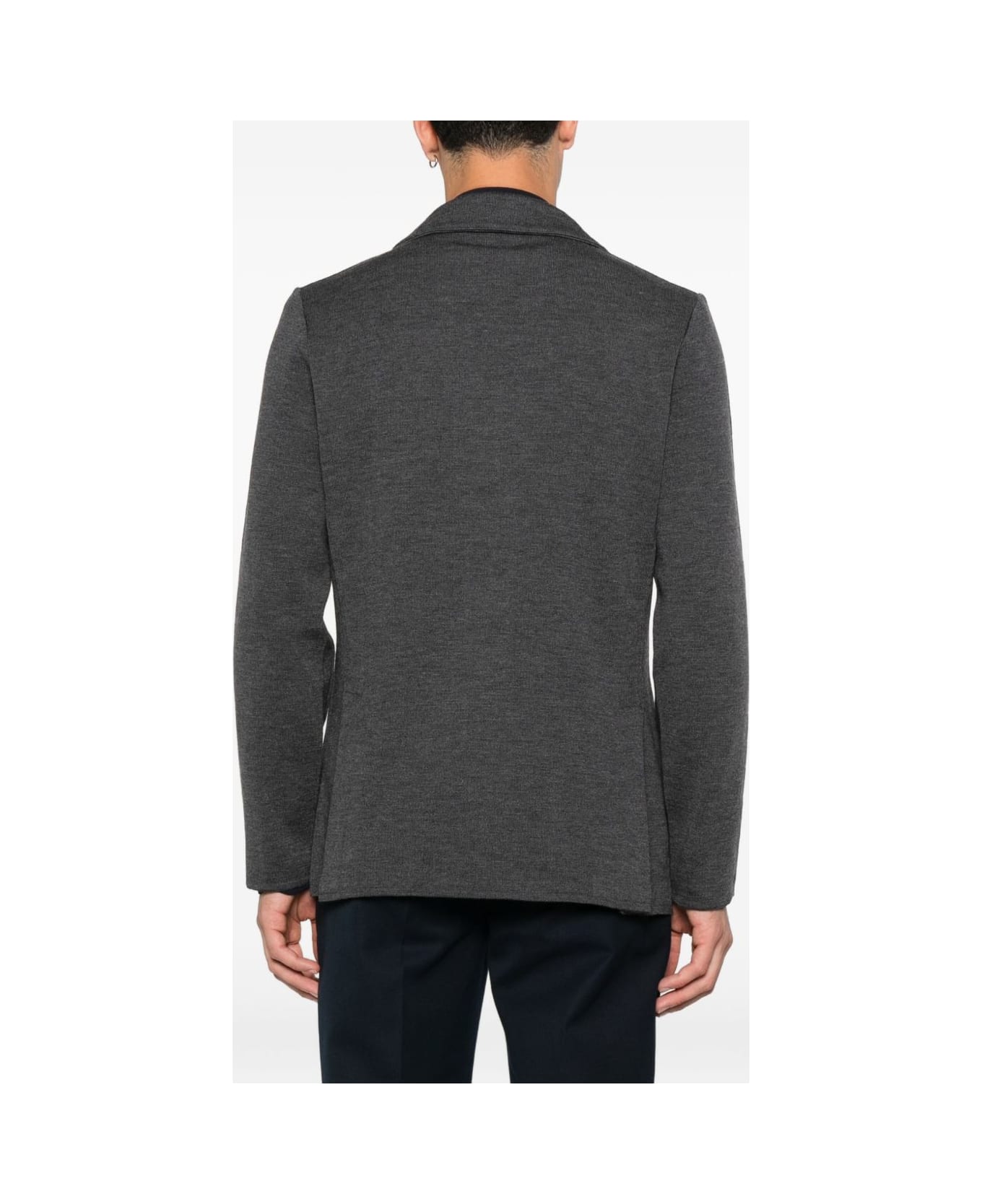 Lardini Grey Wool Sweater Jacket - Grey
