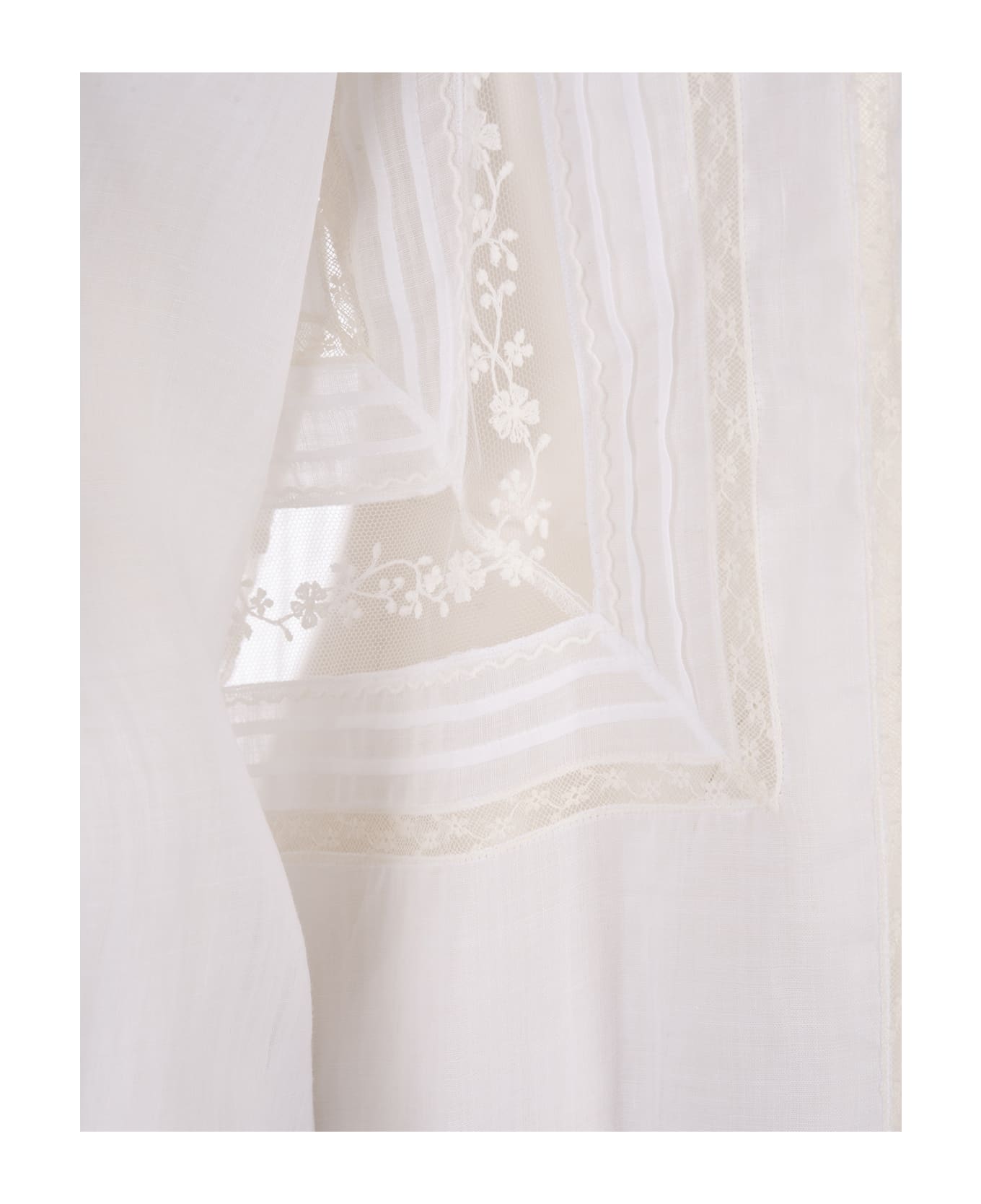 Ermanno Scervino White Ramie Shirt With Valenciennes Lace - White シャツ