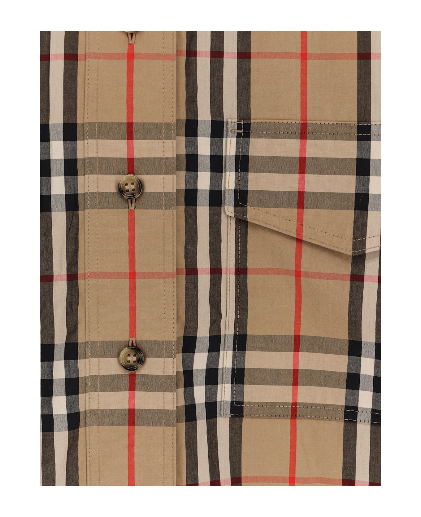 Burberry Cotton Shirt With Check Print - Beige