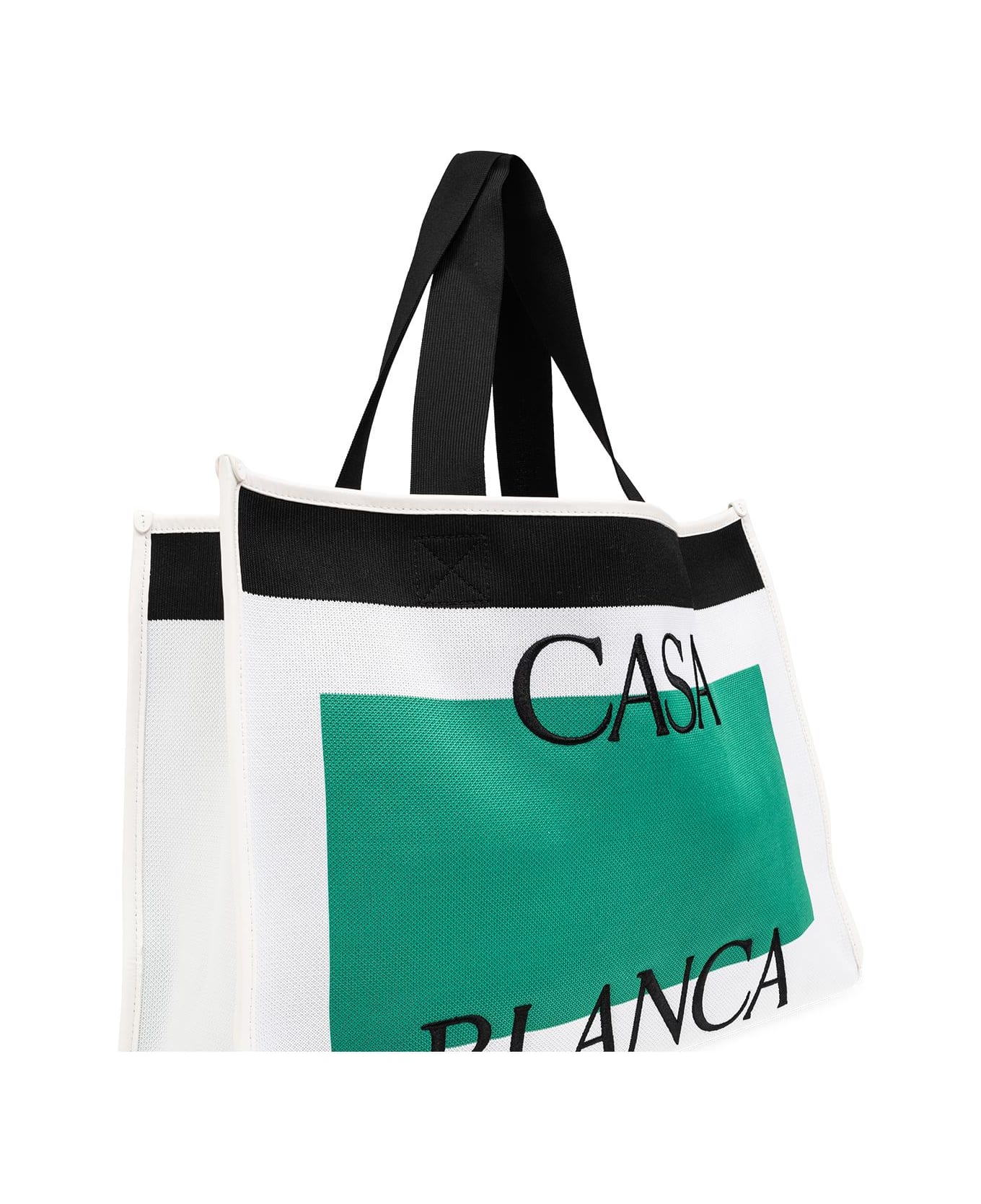 Casablanca Shopper Bag - WHITE/ GREEN