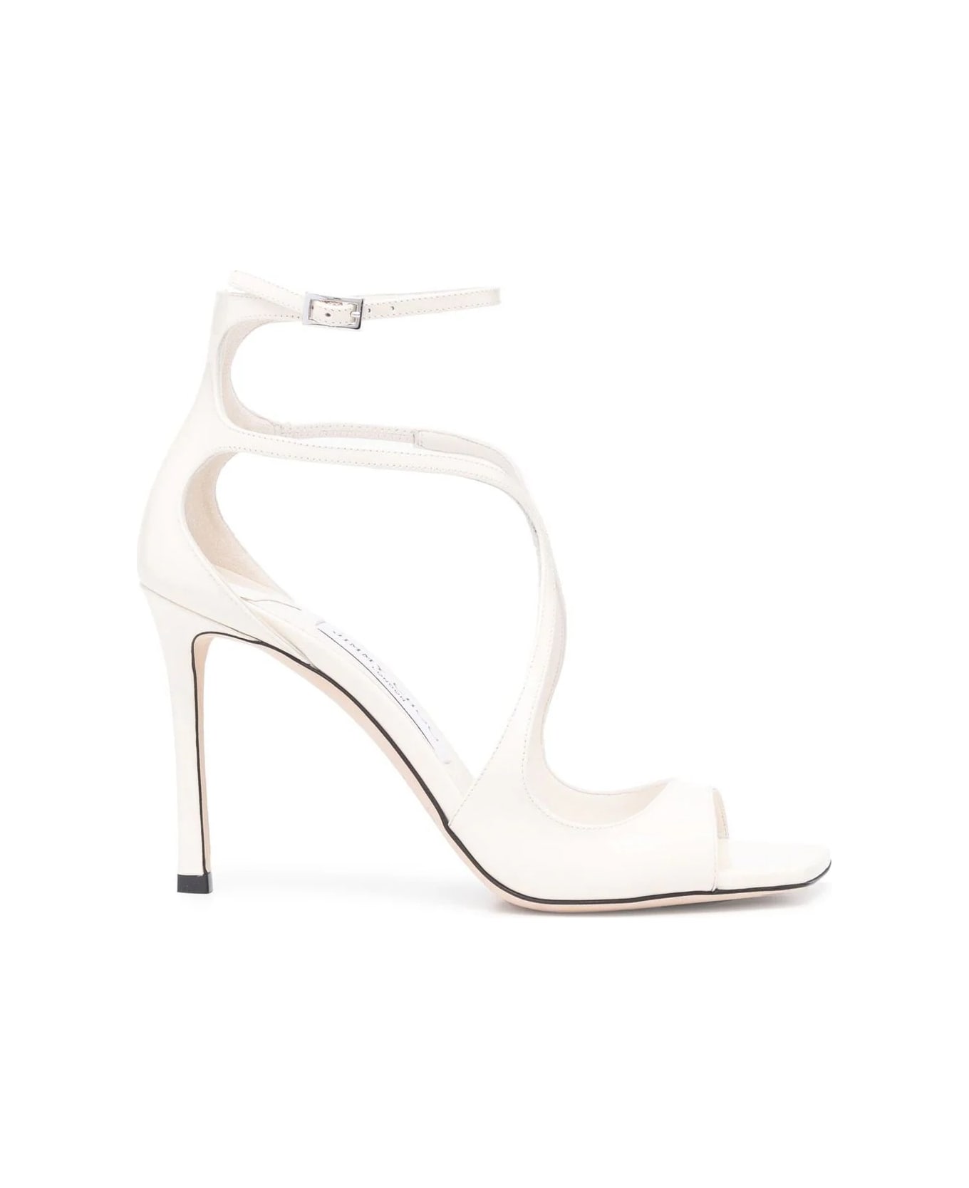 Jimmy Choo Azia Sandals In Milk White Patent Leather - White