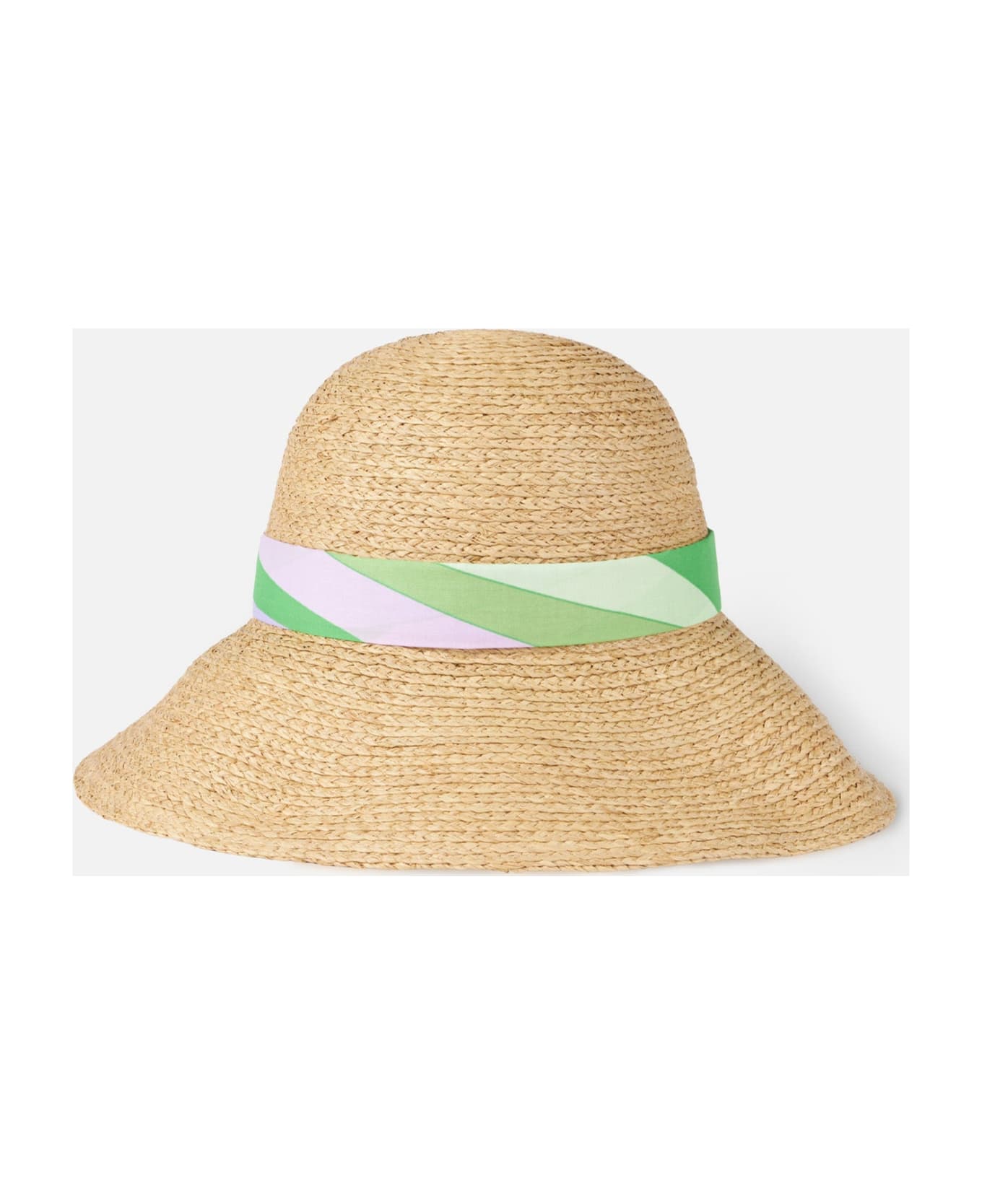MC2 Saint Barth Woman Straw Bucket With Front Embroidery And Multicolor Printed Stripe - WHITE