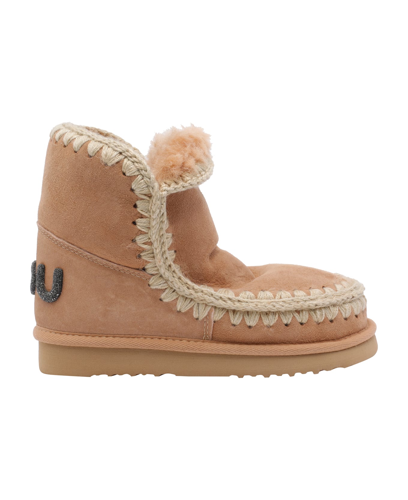 Mou Suede Eskimo Glitter Logo Booties - Brown