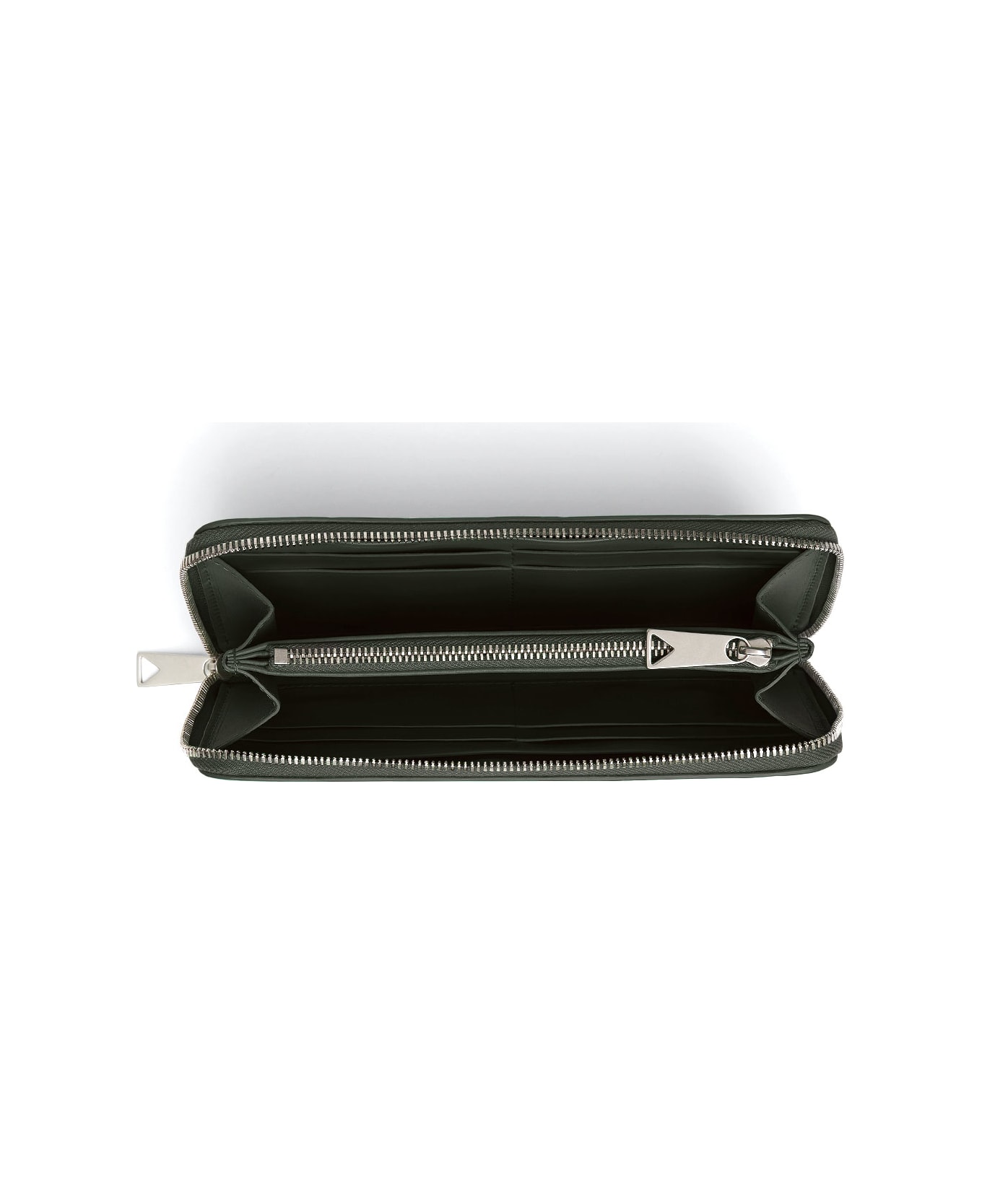 Bottega Veneta Wallet With Zip Clousure - DARK GREEN SILVER