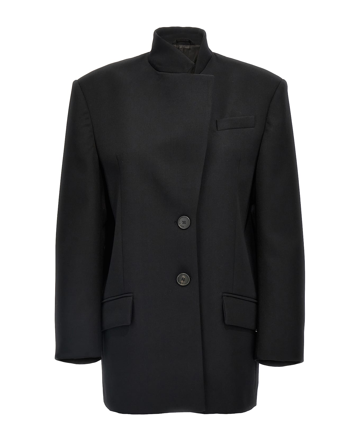 The Attico Single-breasted Wool Blazer - Black  