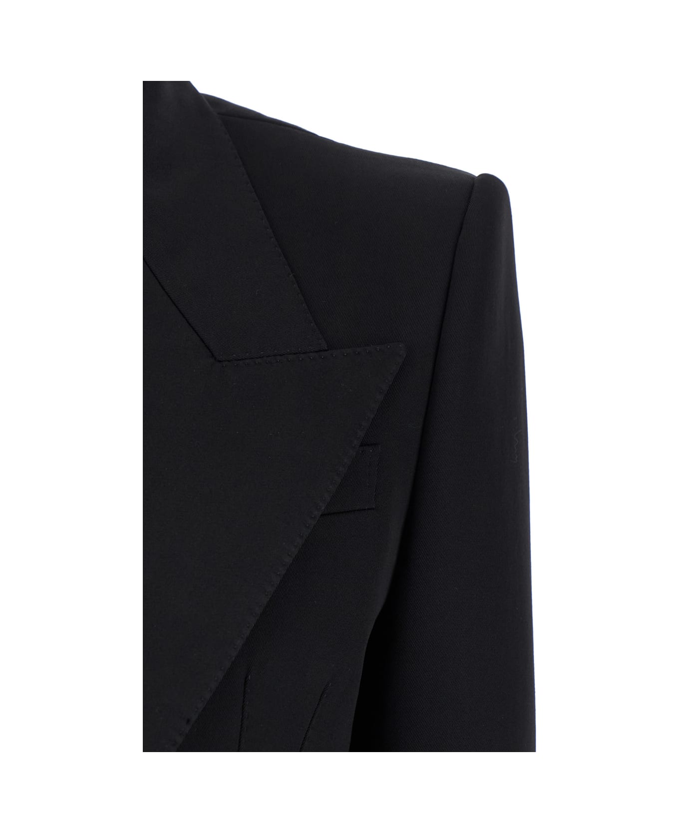 Dolce & Gabbana 'spencer' Black Single-breasted Cropped Jacket With Peak Revers In Velvet Woman - Black