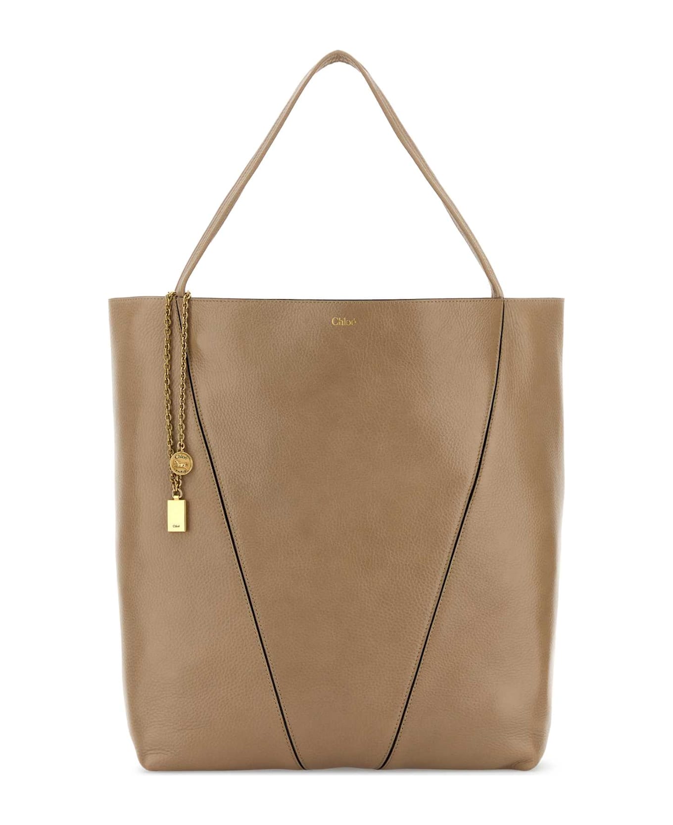Chloé Sand Leather Large Spin Shopping Bag - BOYISHBROWN