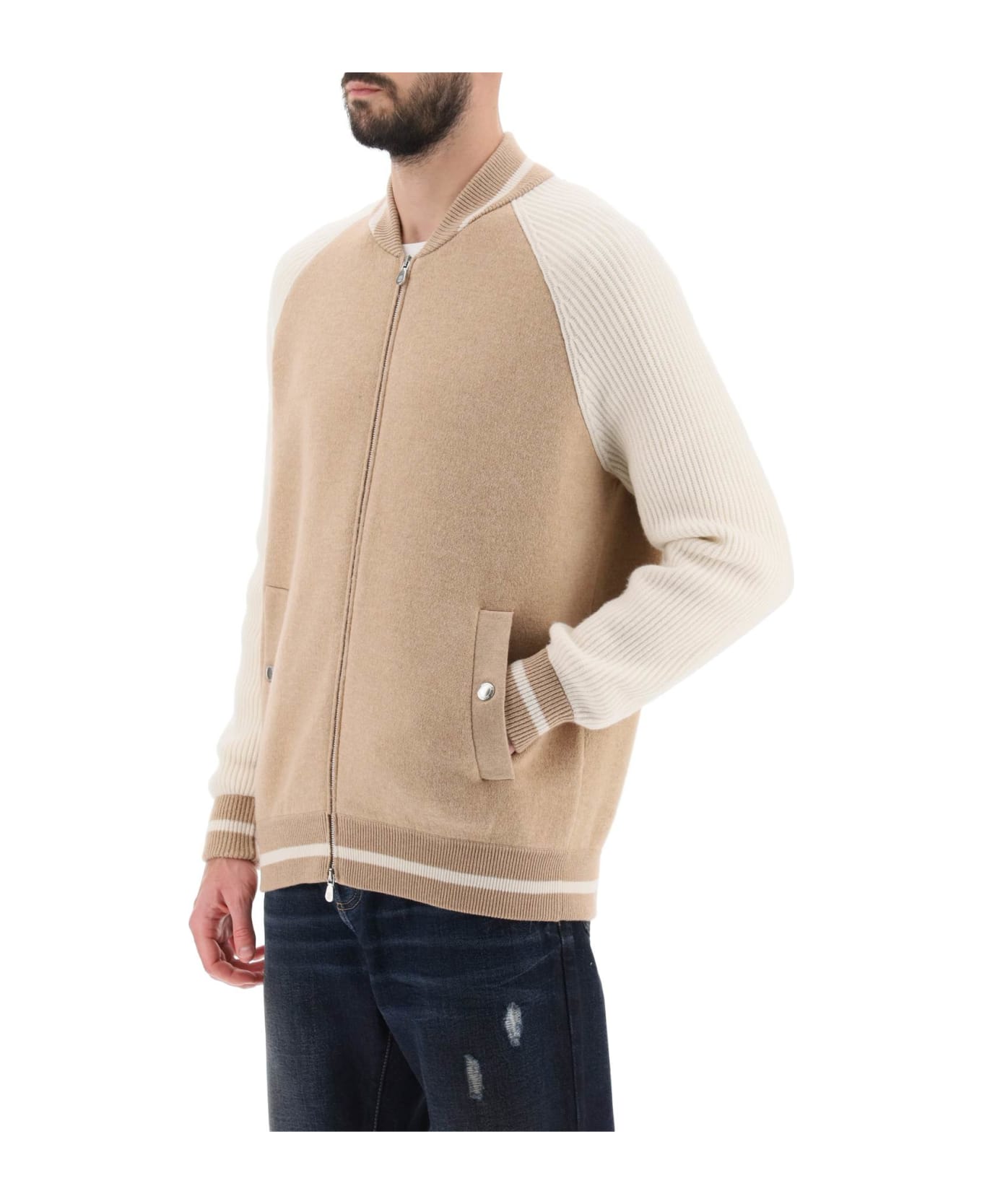 Brunello Cucinelli Bomber Jacket-inspired Cardigan - Cammello