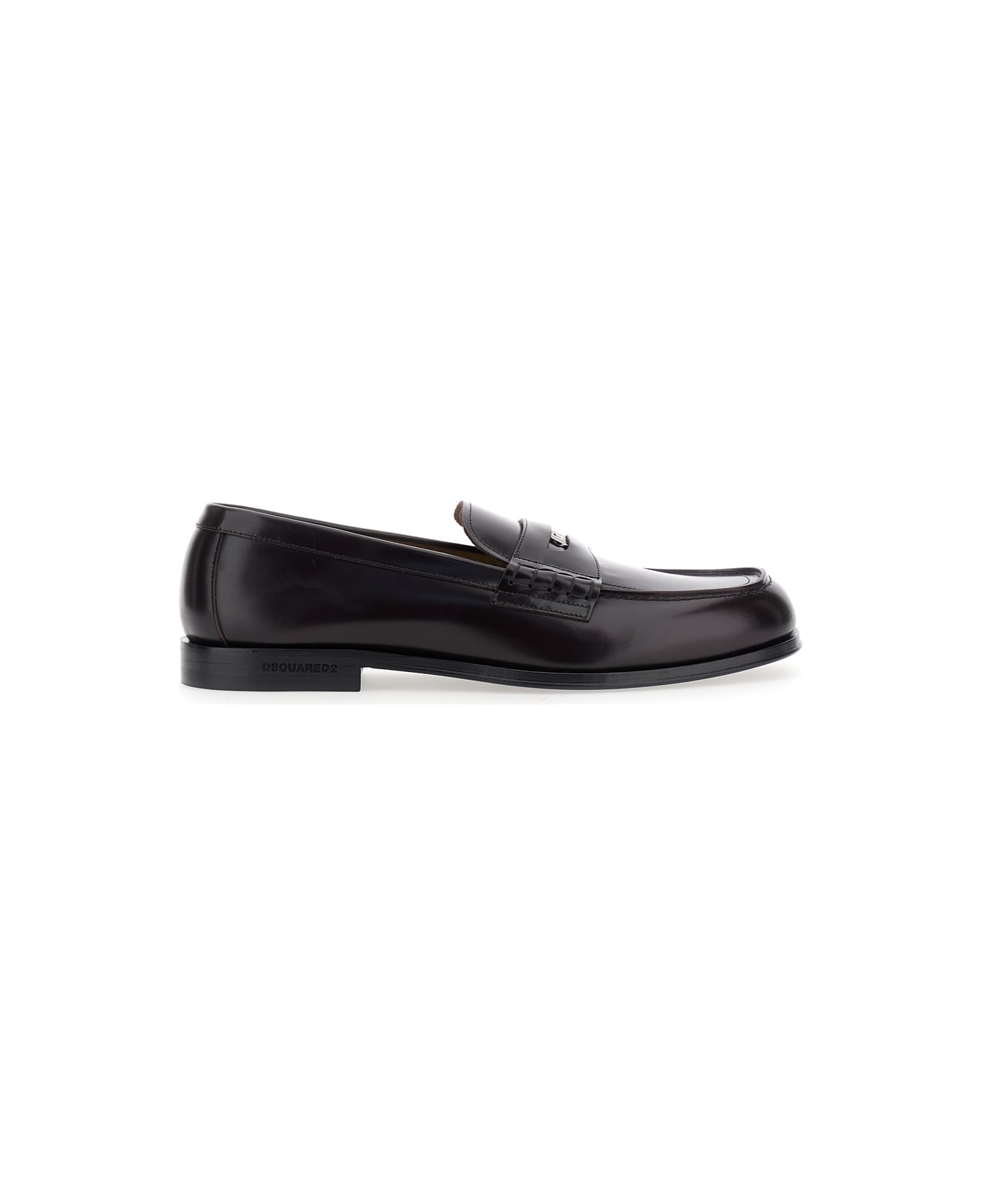 Dsquared2 Bordeaux Loafers With Logo Plaque On The Front In Leather Man - Bordeaux